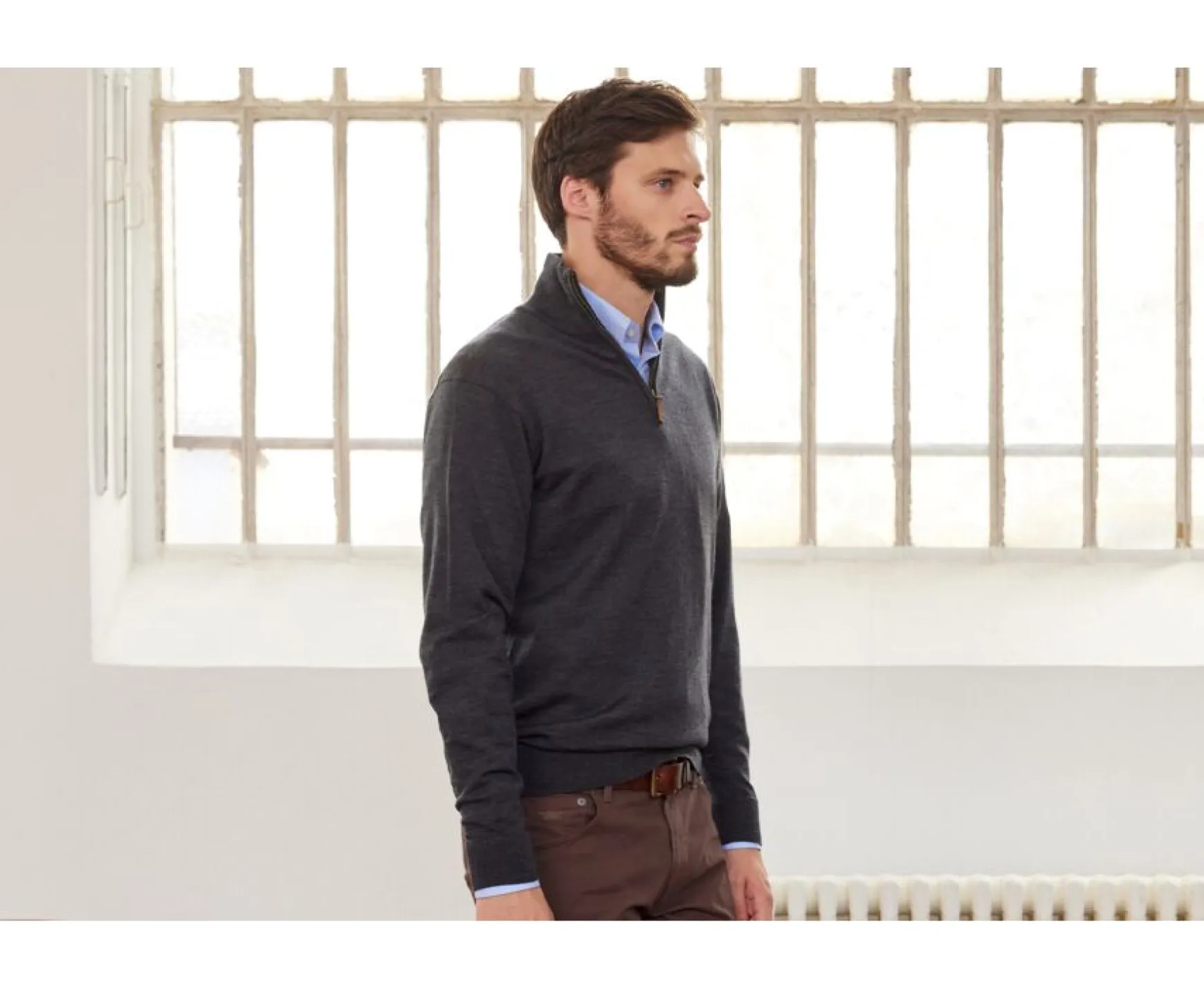 Bexley | Anthracite Melange Grey Half-Zip Pullover - Vlarinos | Grey Anthracite