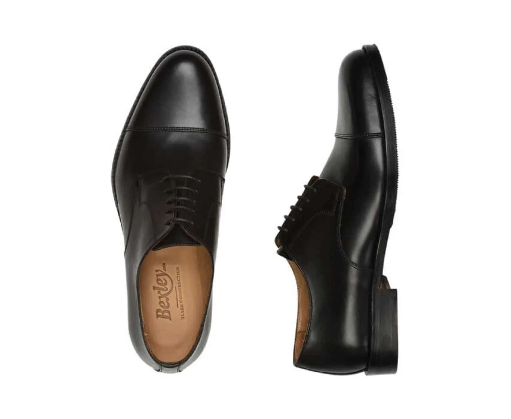 Bexley Comfort Shoes | Black Derby Shoes - Rubber Pad Mayfair Classic Patin Blackblack With Black Waistband