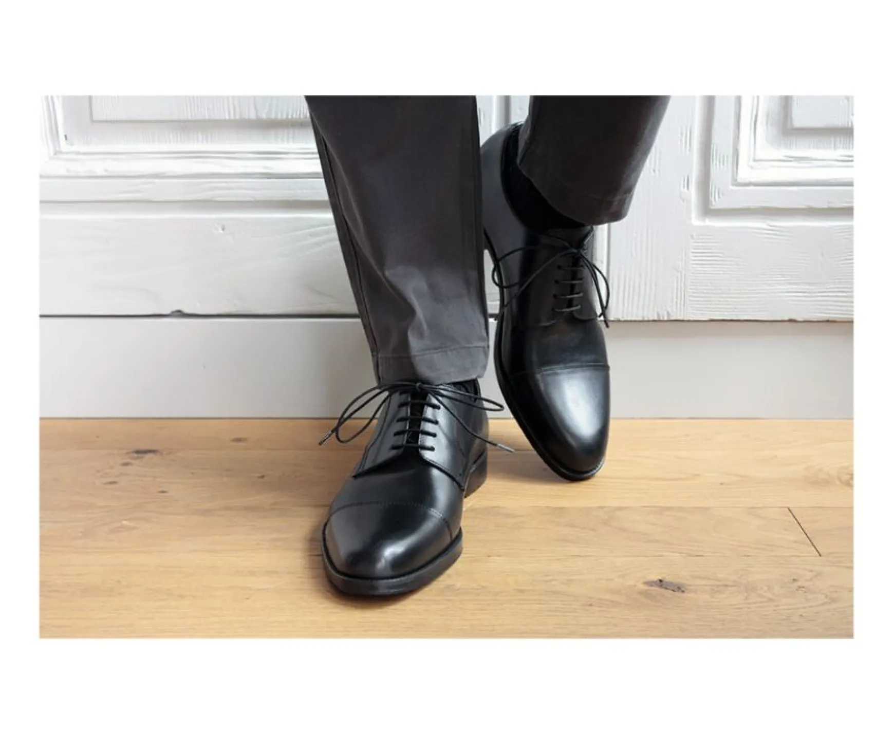 Bexley Comfort Shoes | Black Derby Shoes - Rubber Pad Mayfair Classic Patin Blackblack With Black Waistband