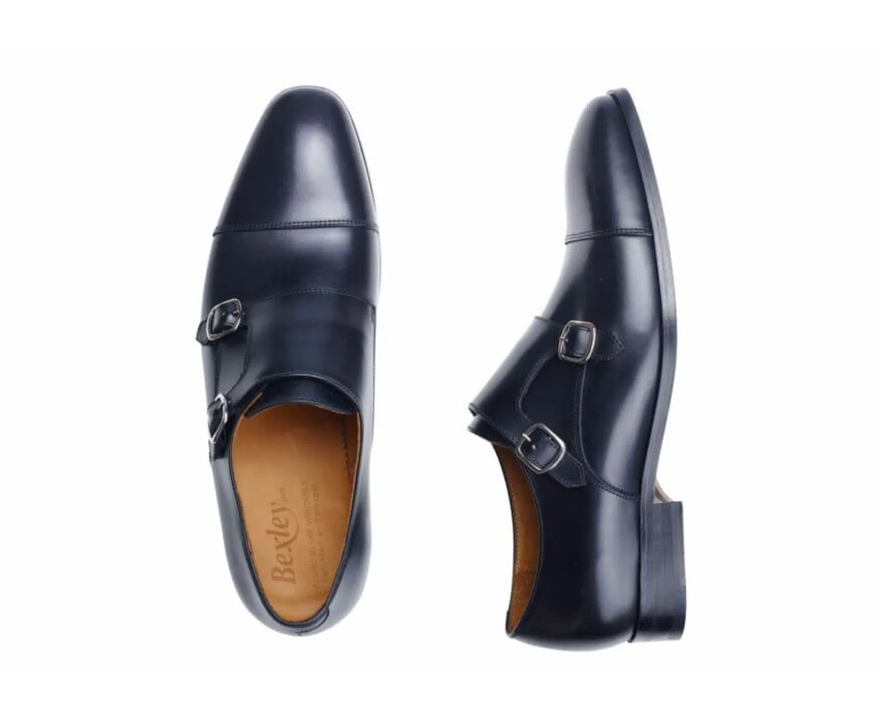 Bexley Comfort Shoes | Black Double Buckle Shoes Cheddington Blackblack With Black Waistband