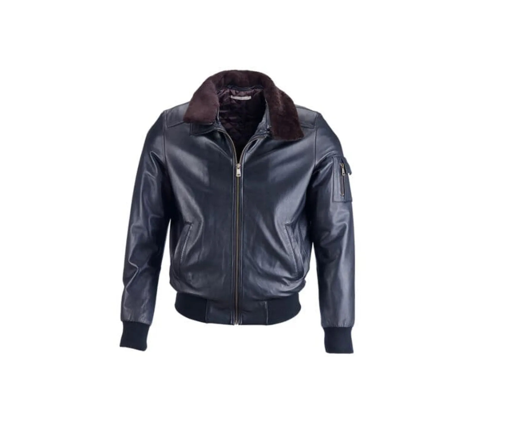 Bexley | Black Leather Aviator Jacket Everett Ii Blackblack With Black Waistband