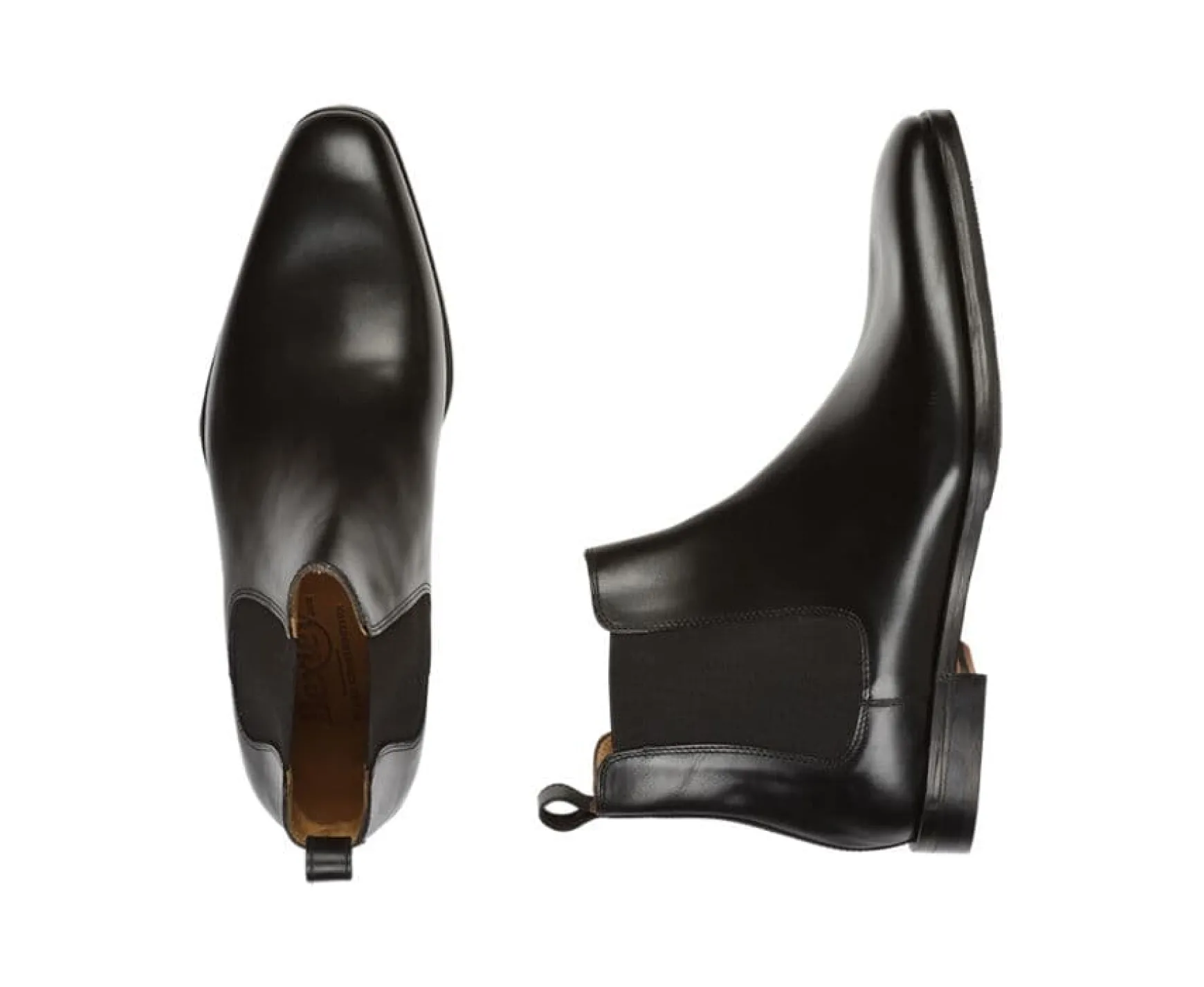 Bexley Chelsea Boots | Black Leather Chelsea Boots Bergame Patin Blackblack With Black Waistband