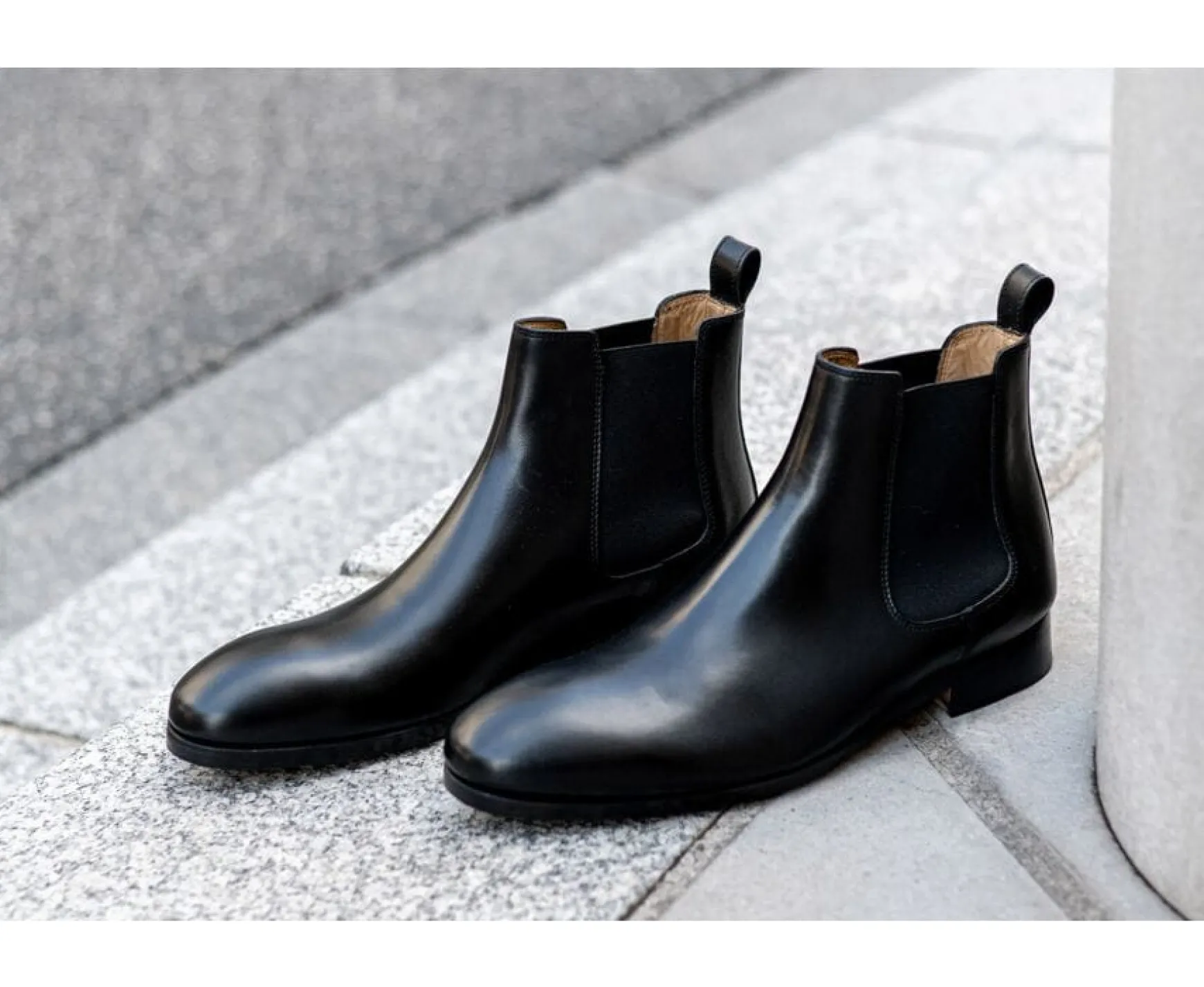 Bexley Chelsea Boots | Black Leather Chelsea Boots Bergame Patin Blackblack With Black Waistband