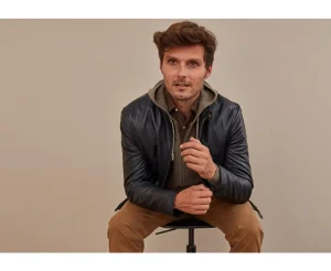 Bexley | Black Leather Jacket Carter Blackblack With Black Waistband