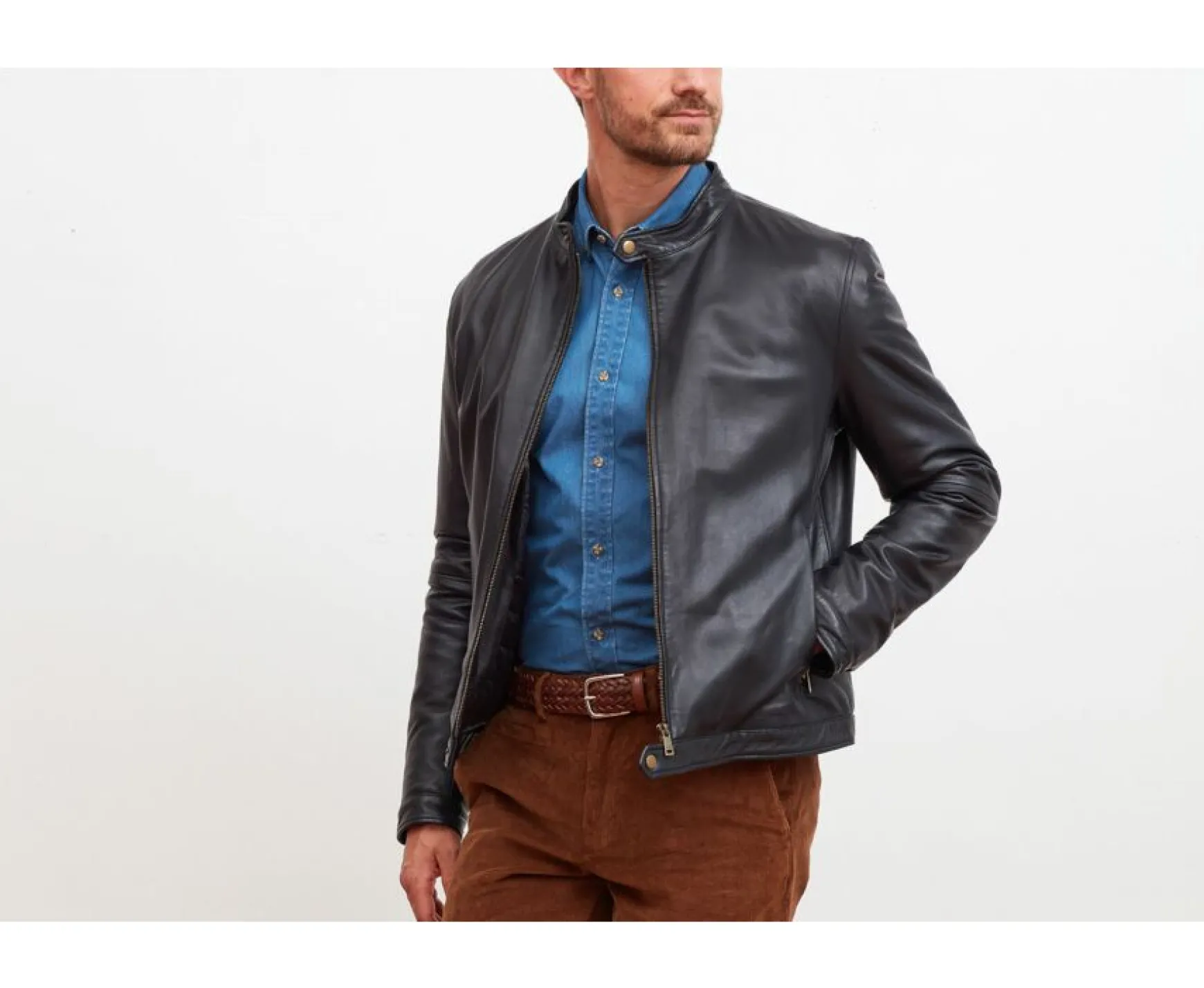 Bexley | Black Leather Jacket Carter Blackblack With Black Waistband