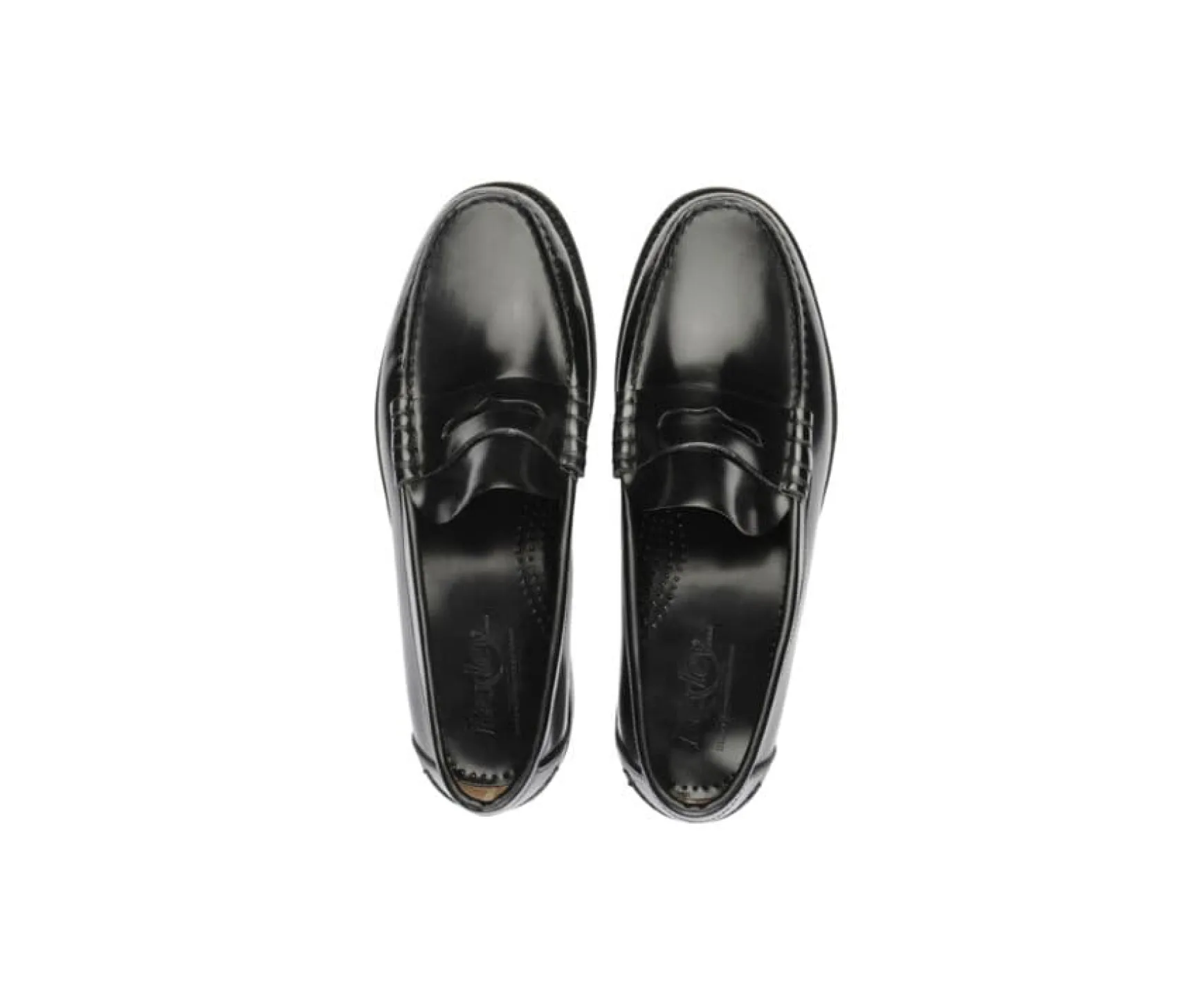 Bexley Comfort Shoes | Black Leather Men'S Penny Loafers Yale Blackblack With Black Waistband