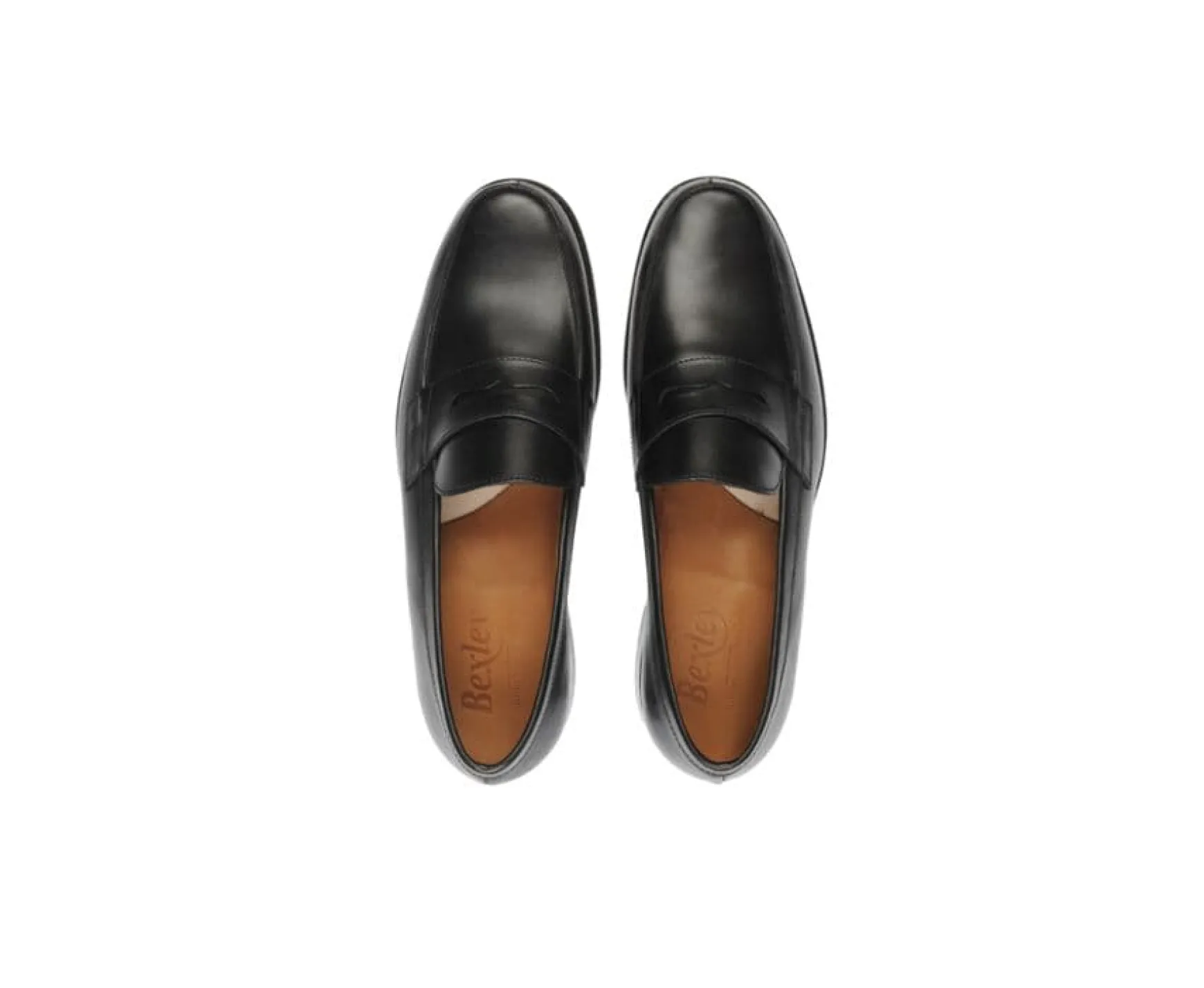 Bexley Loafers | Black Leather Men'S Penny Loafers Wembley Classic Blackblack With Black Waistband