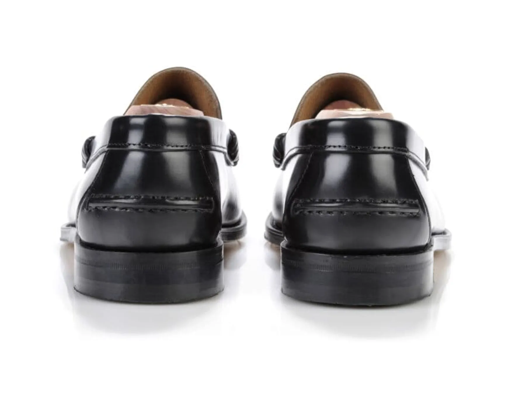 Bexley Comfort Shoes | Black Leather Men'S Penny Loafers Yale Blackblack With Black Waistband