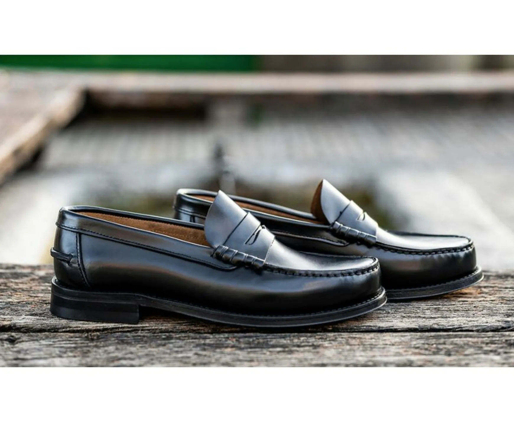 Bexley Comfort Shoes | Black Leather Men'S Penny Loafers Yale Blackblack With Black Waistband