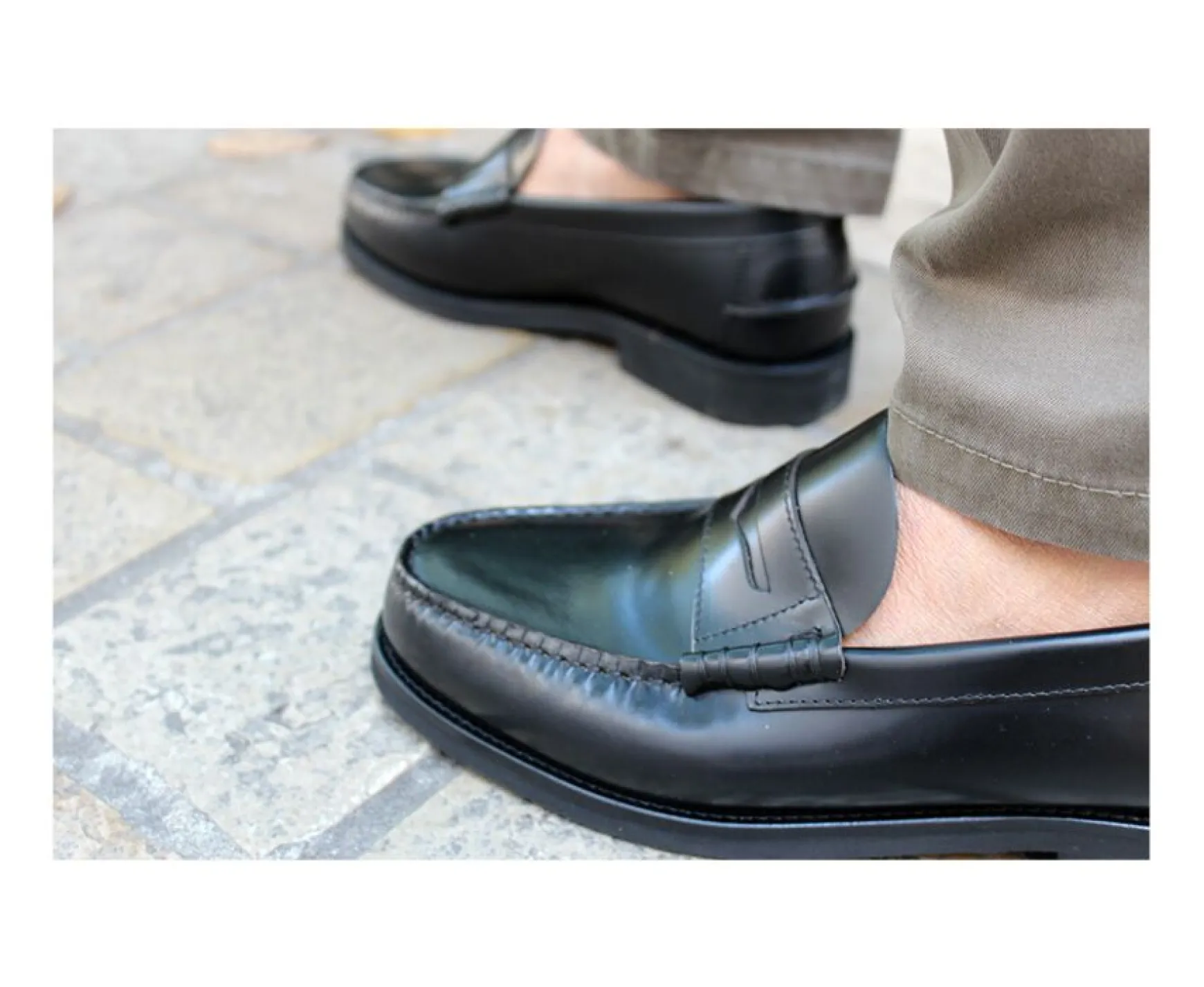 Bexley Comfort Shoes | Black Leather Men'S Penny Loafers Yale Blackblack With Black Waistband