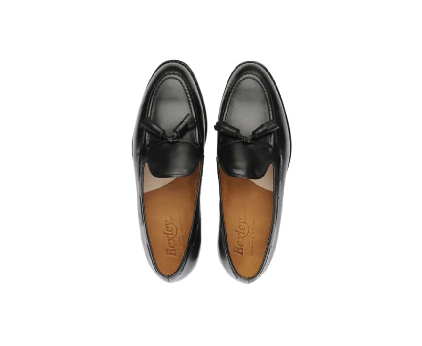 Bexley Loafers | Black Leather Men'S Tassel Loafers Picadilly Blackblack With Black Waistband