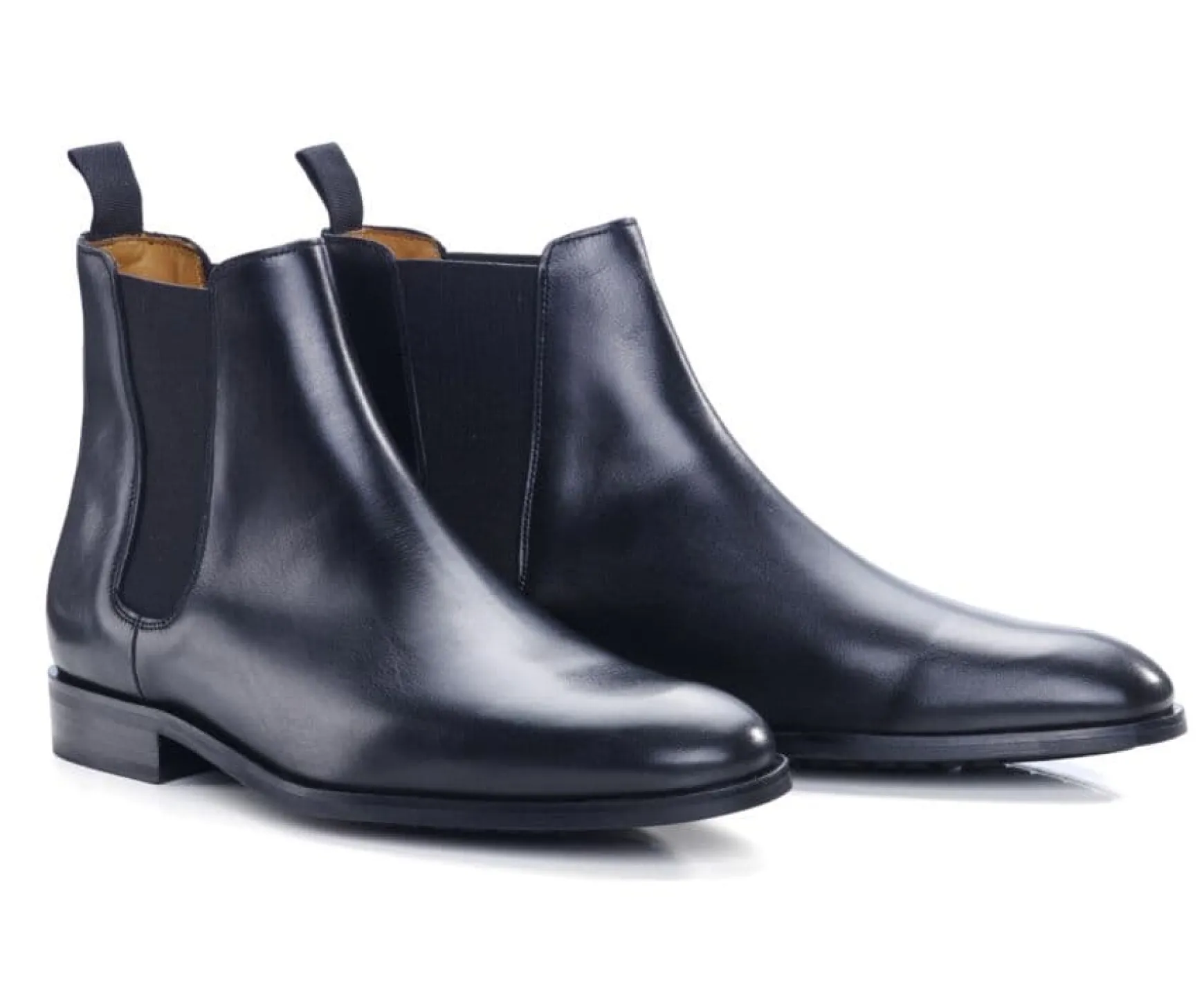 Bexley Boots Shoes | Black Men'S Leather Chelsea Boots With Rubber Outsole - Toddington Gomme | Blackblack With Black Waistband