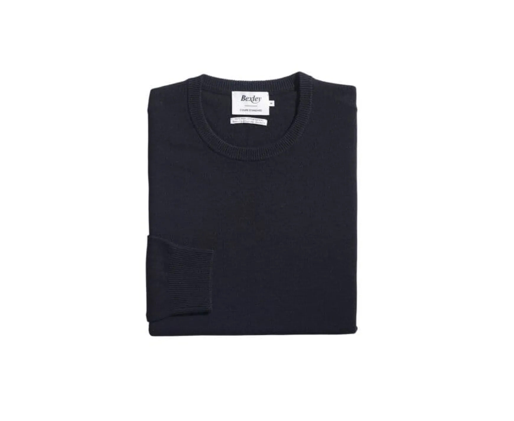 Bexley | Black Round-Neck Wool Jumper - Conan | Blackblack With Black Waistband
