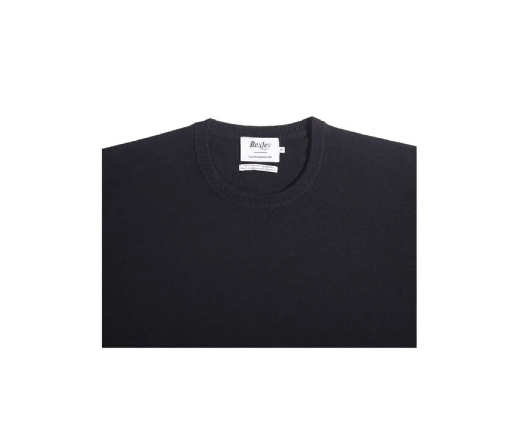 Bexley | Black Round-Neck Wool Jumper - Conan | Blackblack With Black Waistband