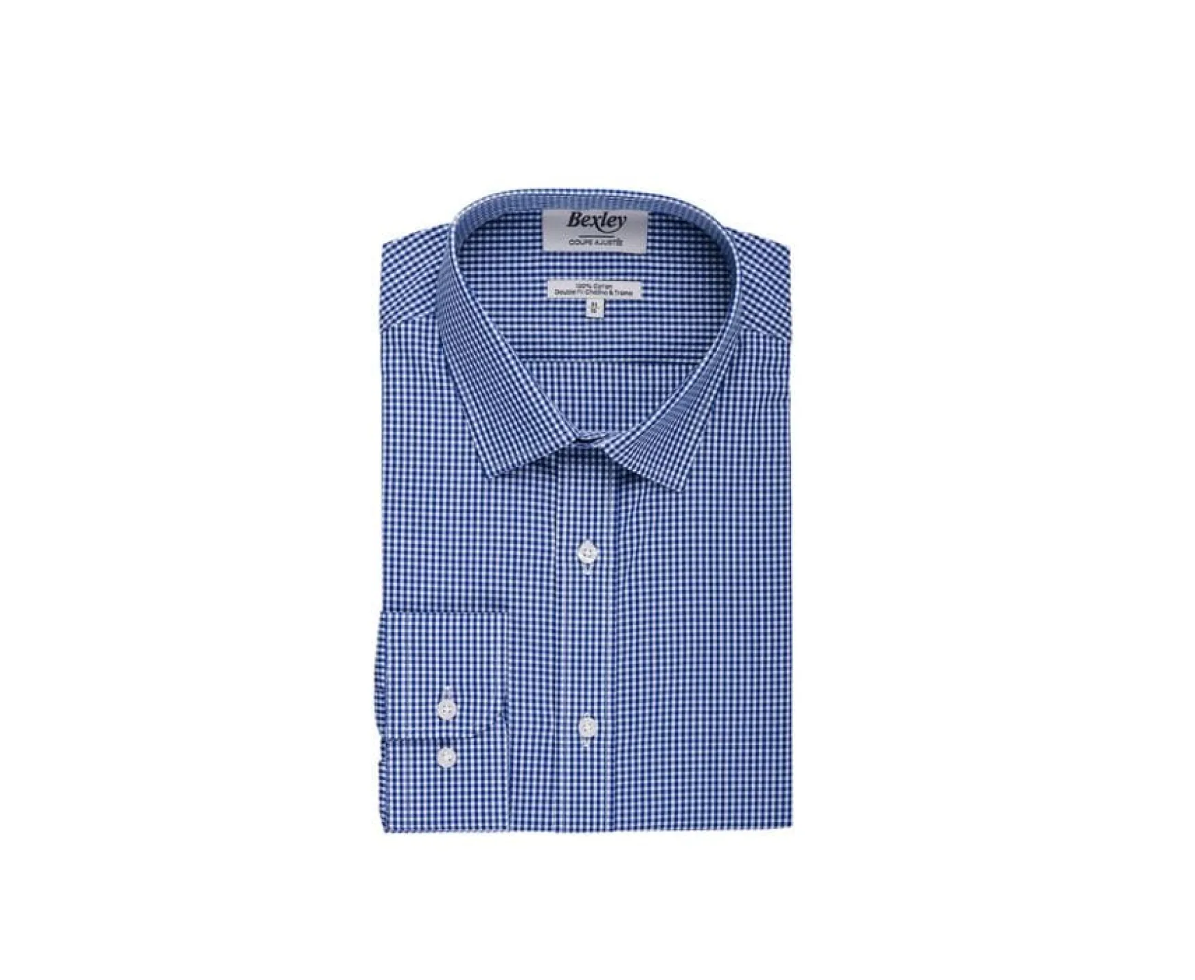 Bexley | Blue & White Cotton Shirt - Straight Collar - Valaire | Blue And White
