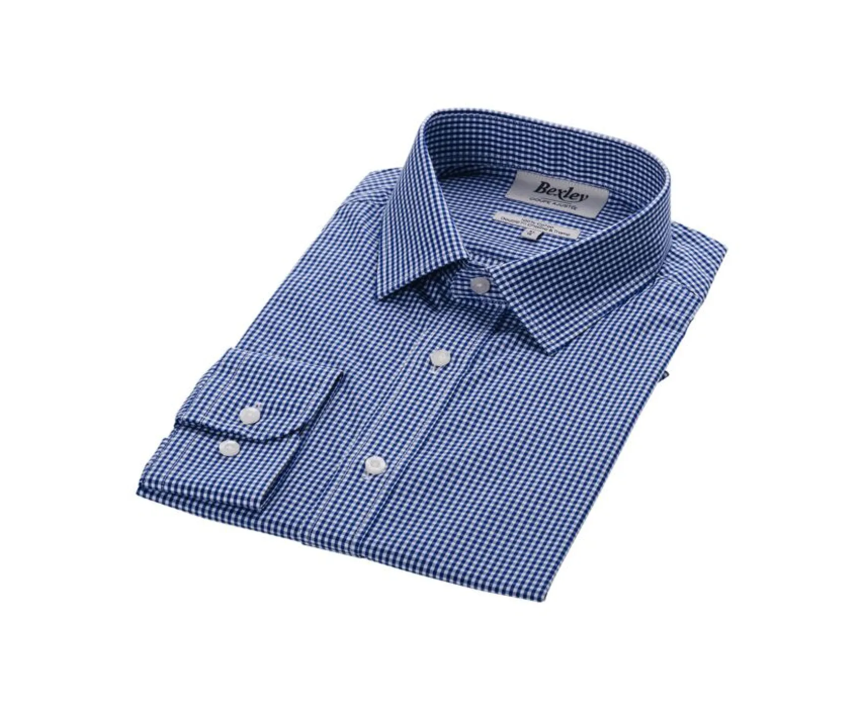 Bexley | Blue & White Cotton Shirt - Straight Collar - Valaire | Blue And White