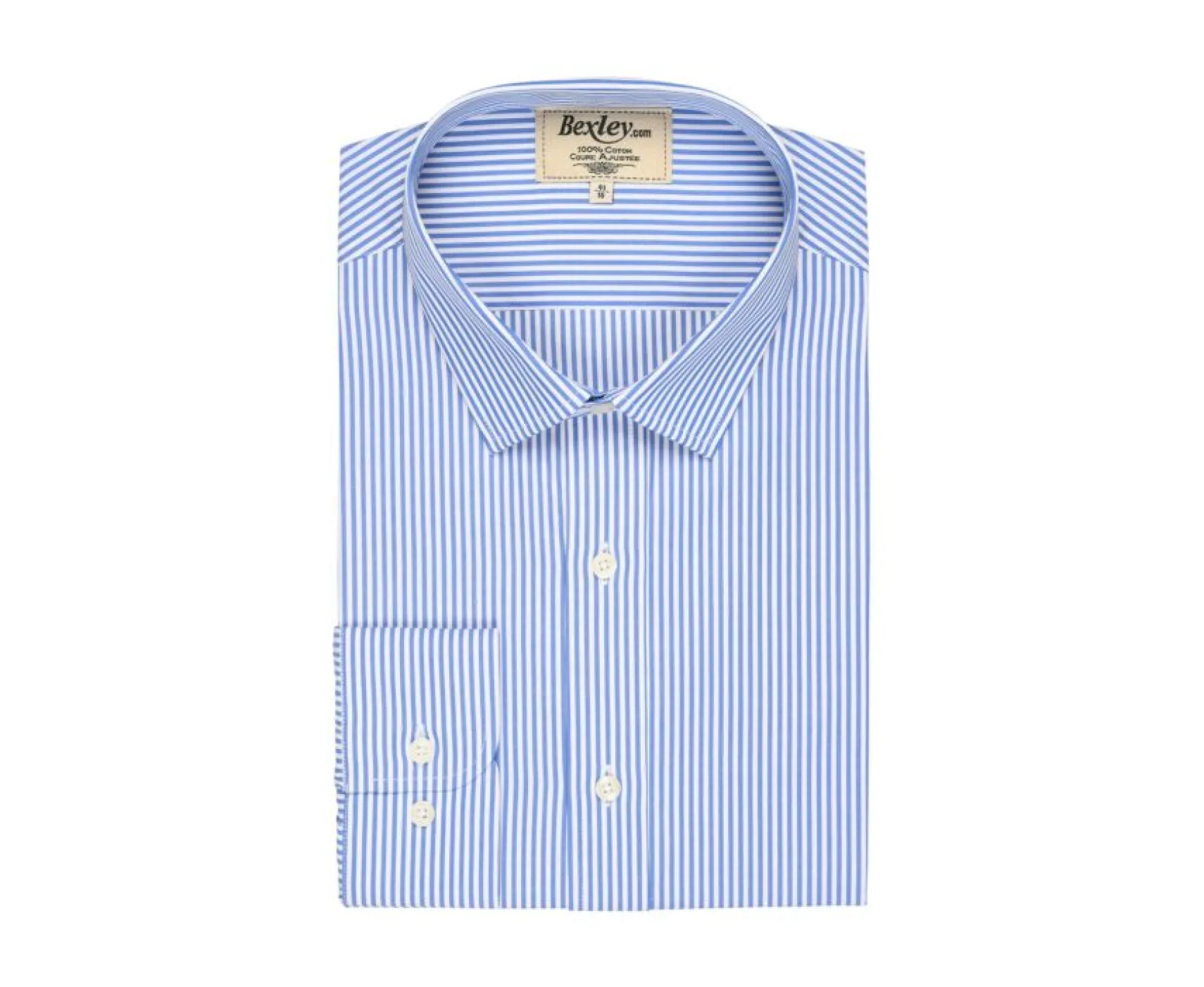 Bexley | Blue And White Cotton Striped Shirt Maximilien Blue Ocean And White