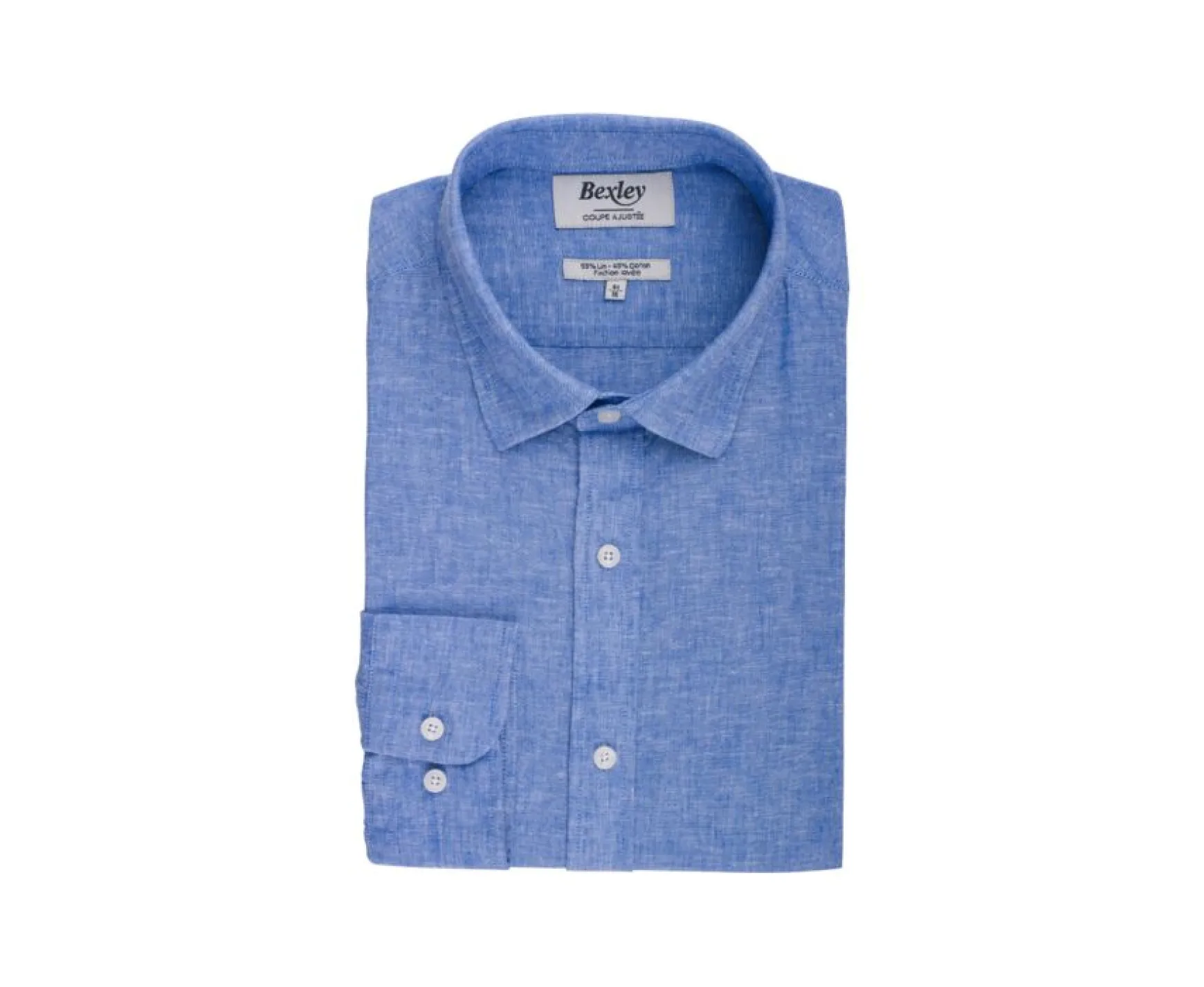 Bexley | Blue Chambray & Ocean Cotton Linen Shirt Silbert Ocean Blue Chambray