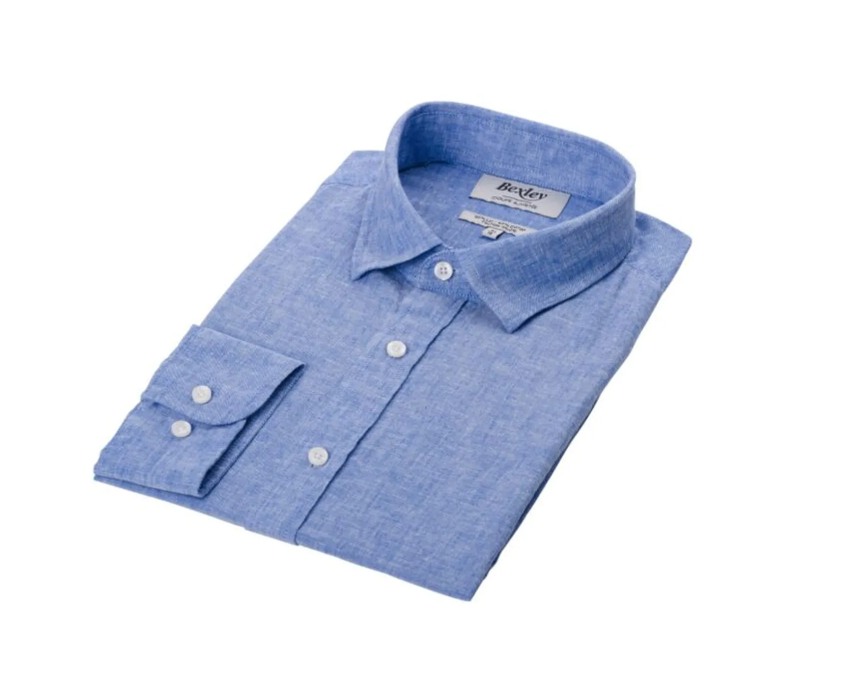 Bexley | Blue Chambray & Ocean Cotton Linen Shirt Silbert Ocean Blue Chambray