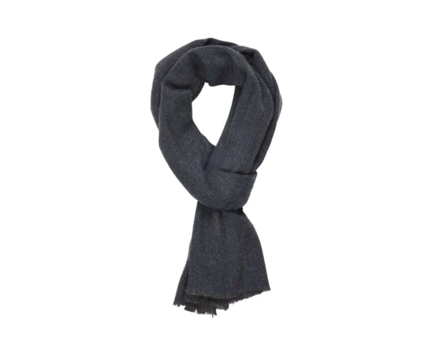 Bexley | Blue Melange Herringbone Light Wool And Cashmere Scarf Chevron-Patterned Blue And Grey