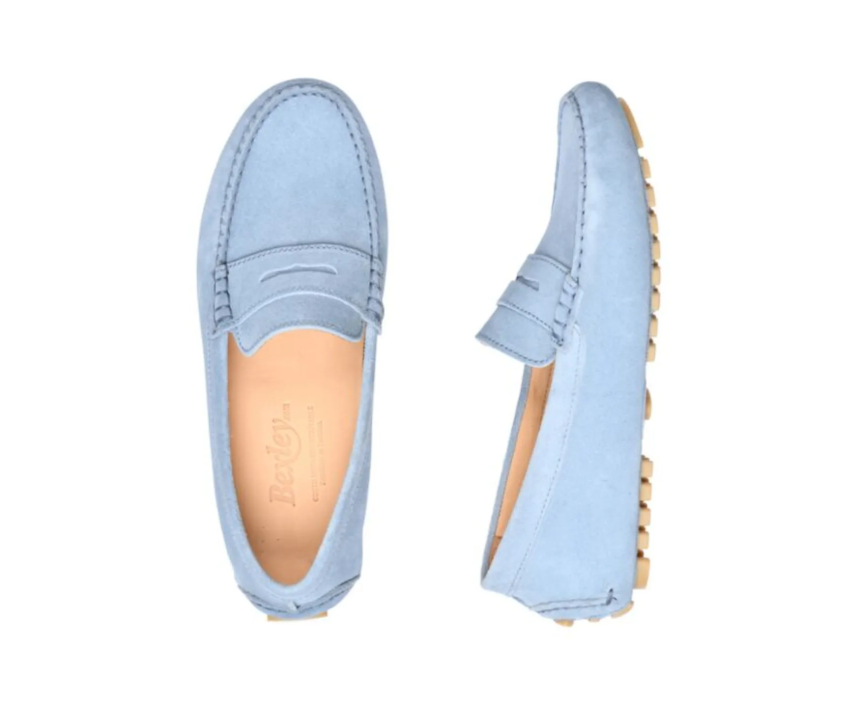 Bexley Moccasins | Blue Sky Leather Men'S Driving Moccasins Ferguson Blue Sky Suede