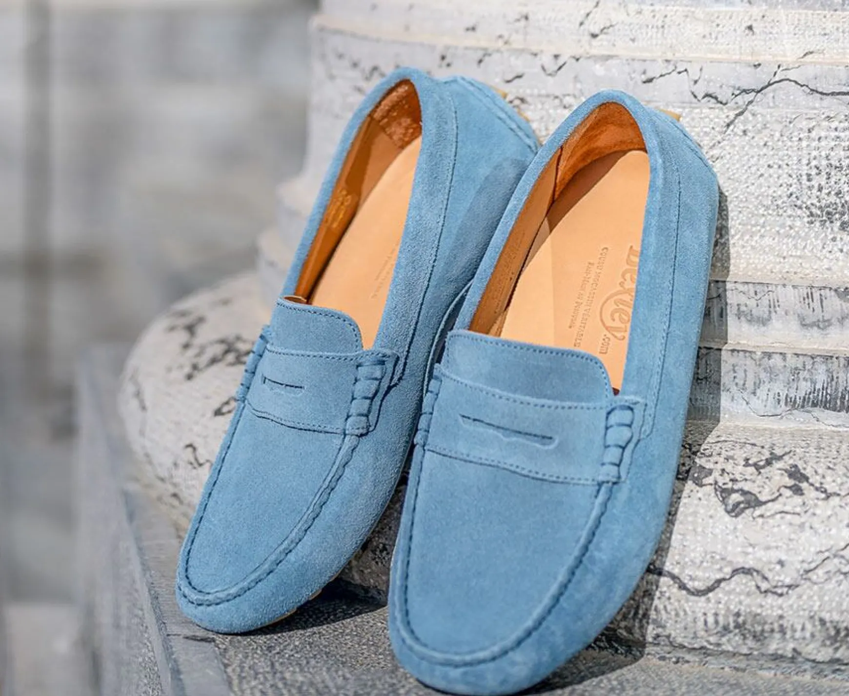 Bexley Moccasins | Blue Sky Leather Men'S Driving Moccasins Ferguson Blue Sky Suede