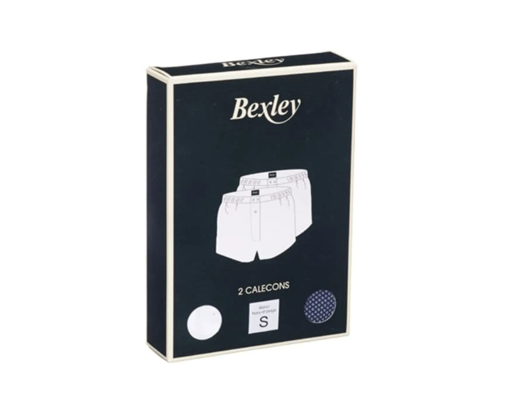 Bexley | Box Of 2 Plain White/Printed Navy And Beige Men'S Boxer Shorts - Elon | Blue, Orange And Purple