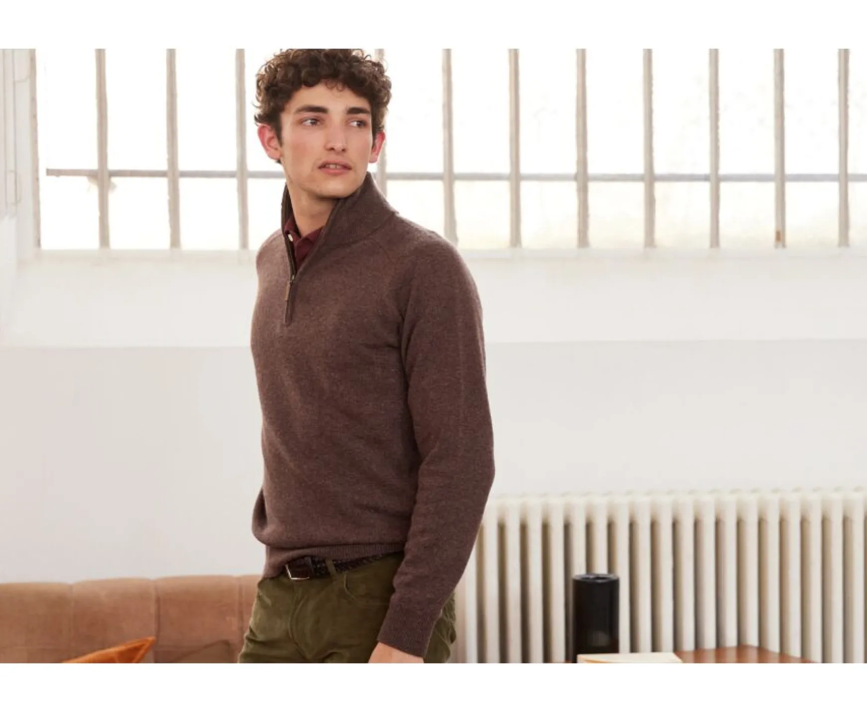 Bexley | Brown Half-Zip Wool Sweater - Kenneth | Chestnut Brown