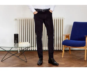 Bexley Adjusted Fit | Corduroy Black Men'S 5 Pocket Trousers - Kars | Blackblack With Black Waistband