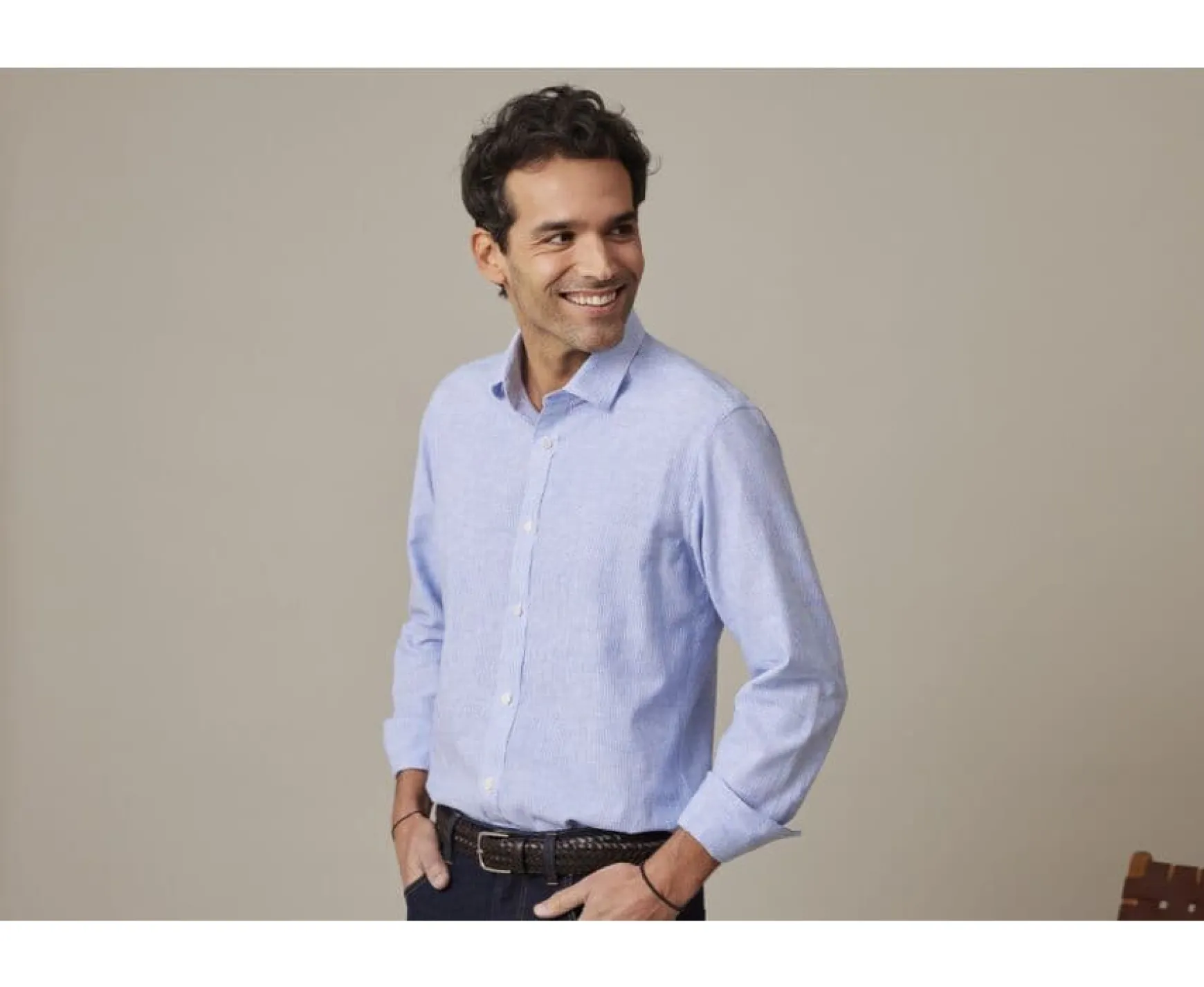 Bexley | Cotton Linen Shirt Edibert Blue & White Trim