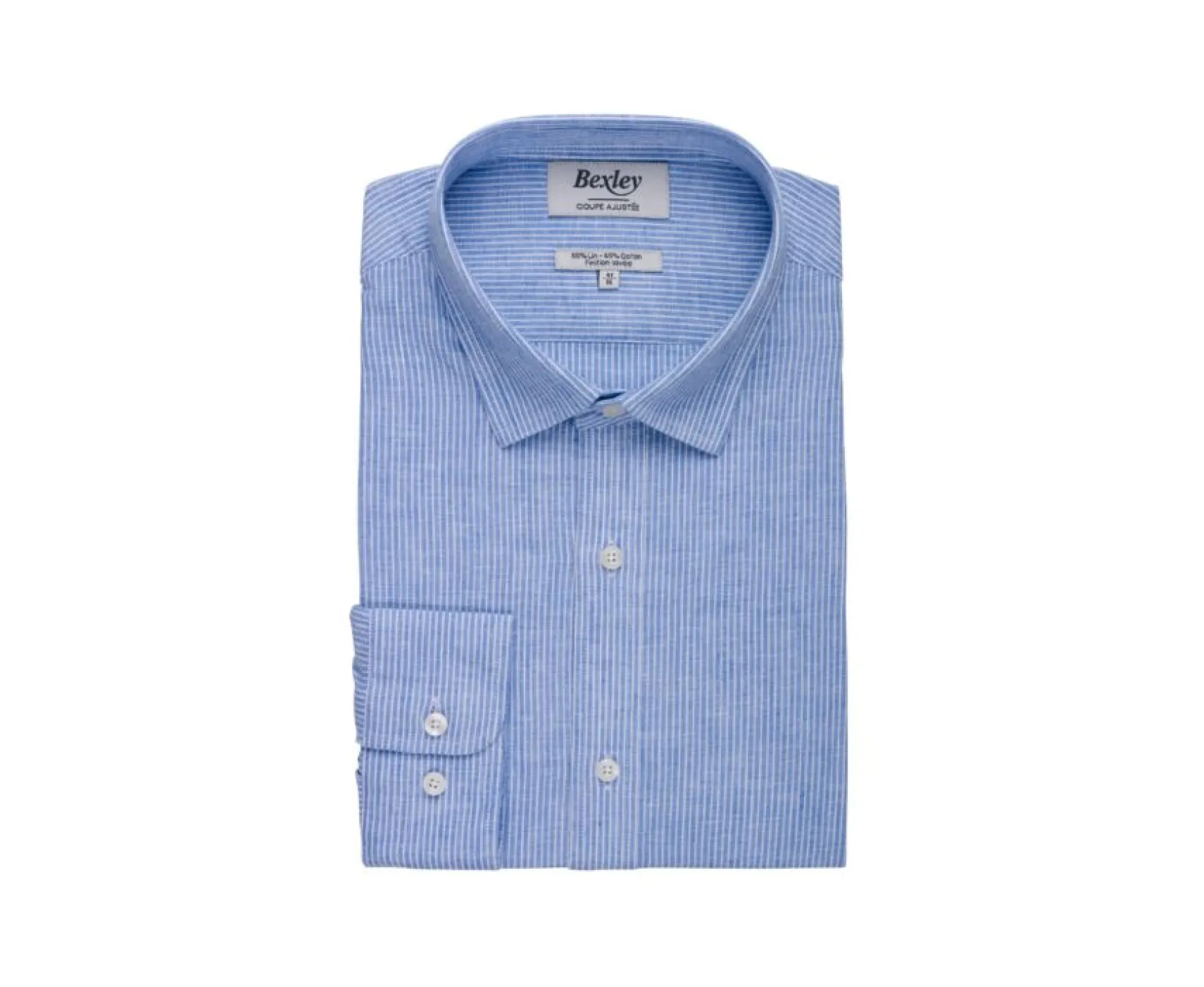 Bexley | Cotton Linen Shirt Edibert Blue & White Trim