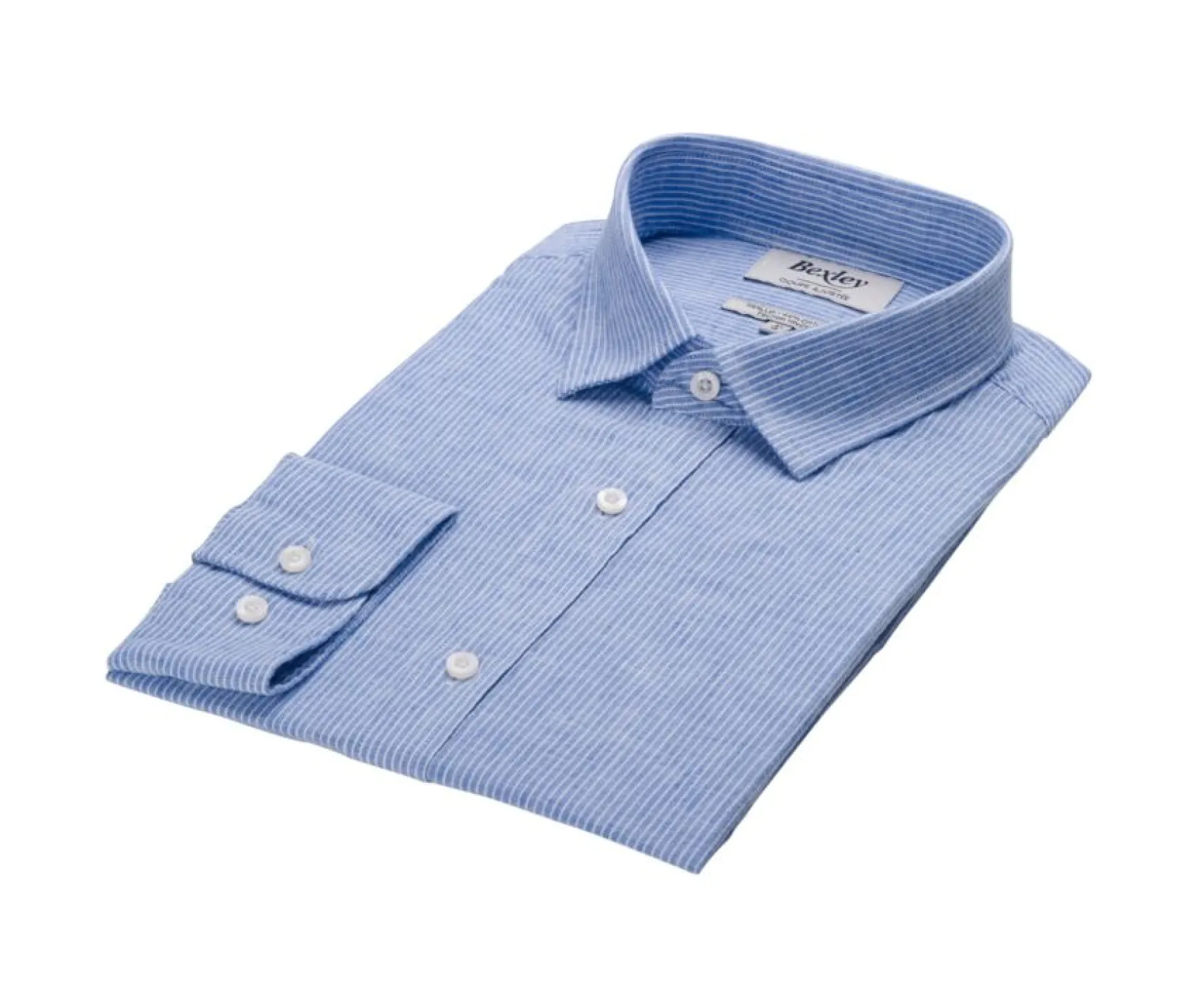 Bexley | Cotton Linen Shirt Edibert Blue & White Trim