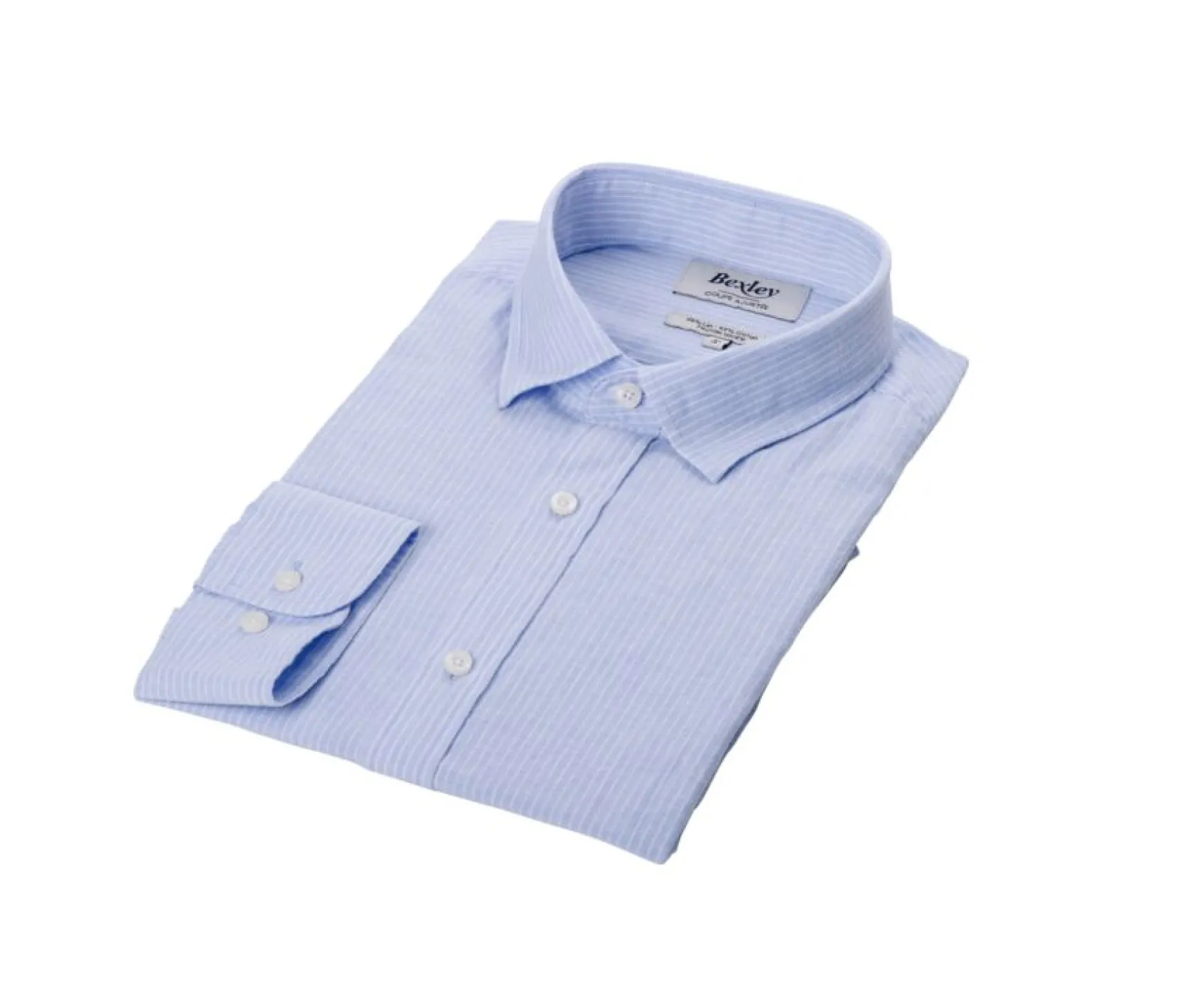 Bexley | Cotton Linen Shirt Edibert Light Blue & White Trim