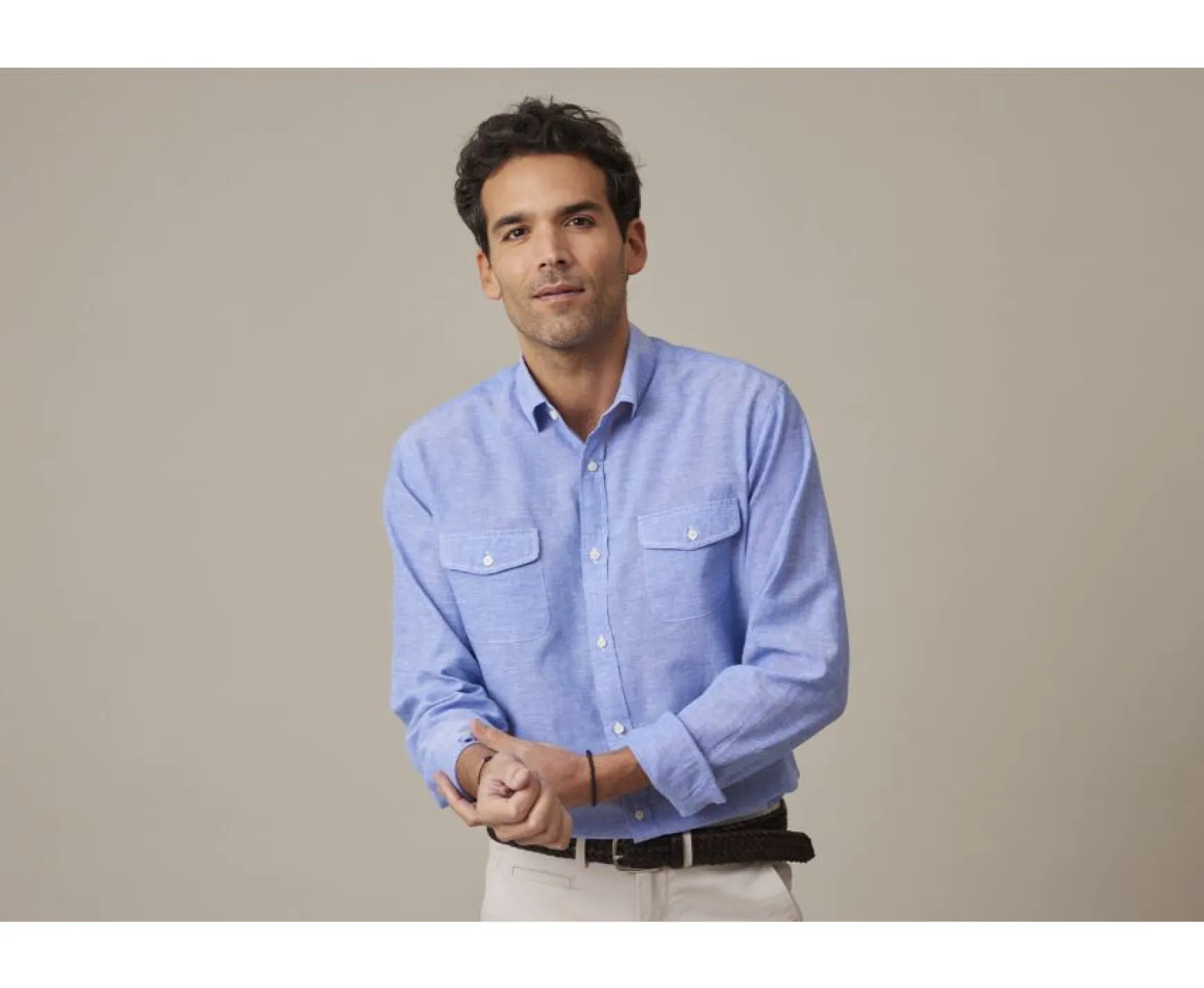 Bexley | Cotton Linen Shirt Sipherin Ocean Blue Chambray