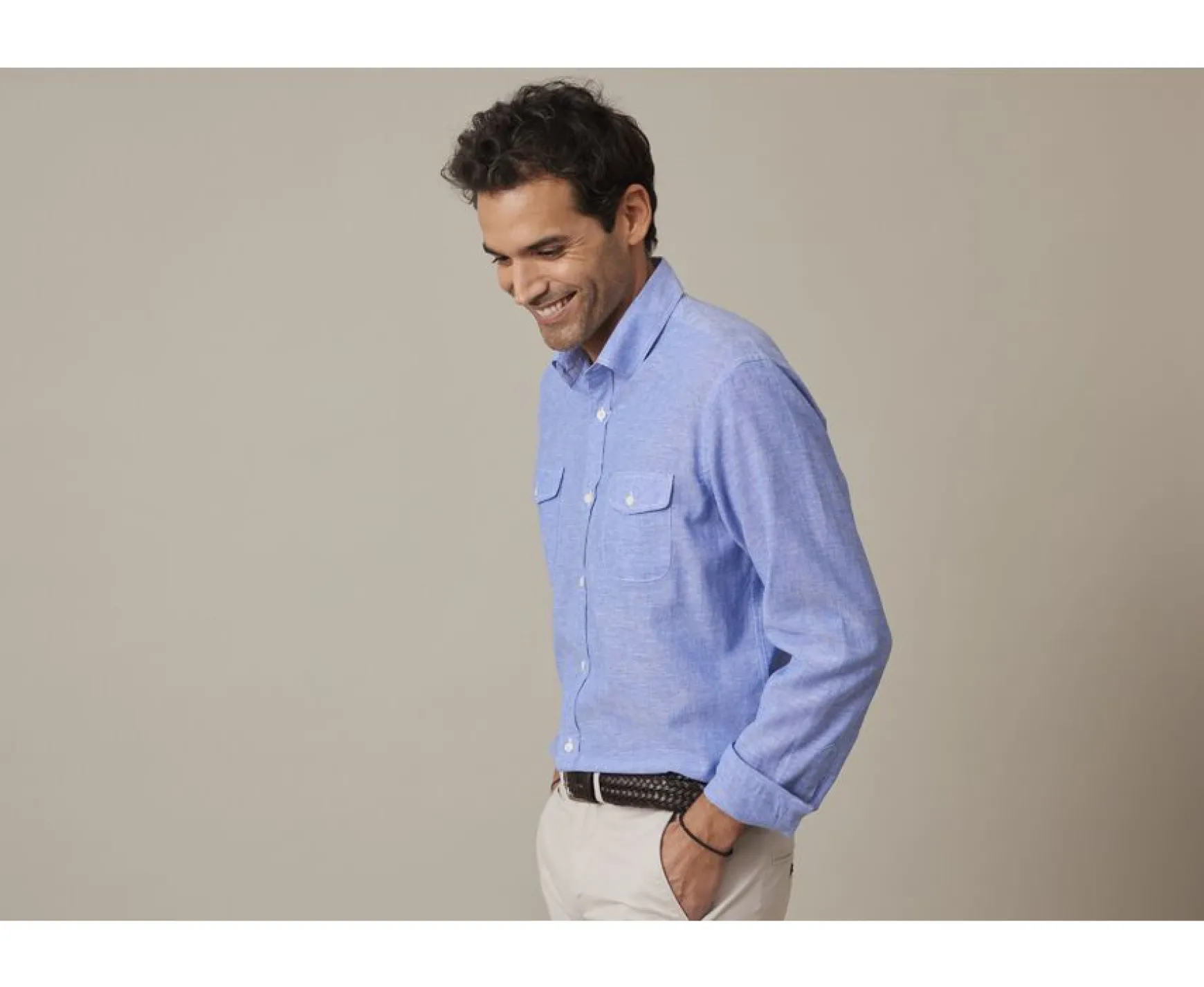 Bexley | Cotton Linen Shirt Sipherin Ocean Blue Chambray