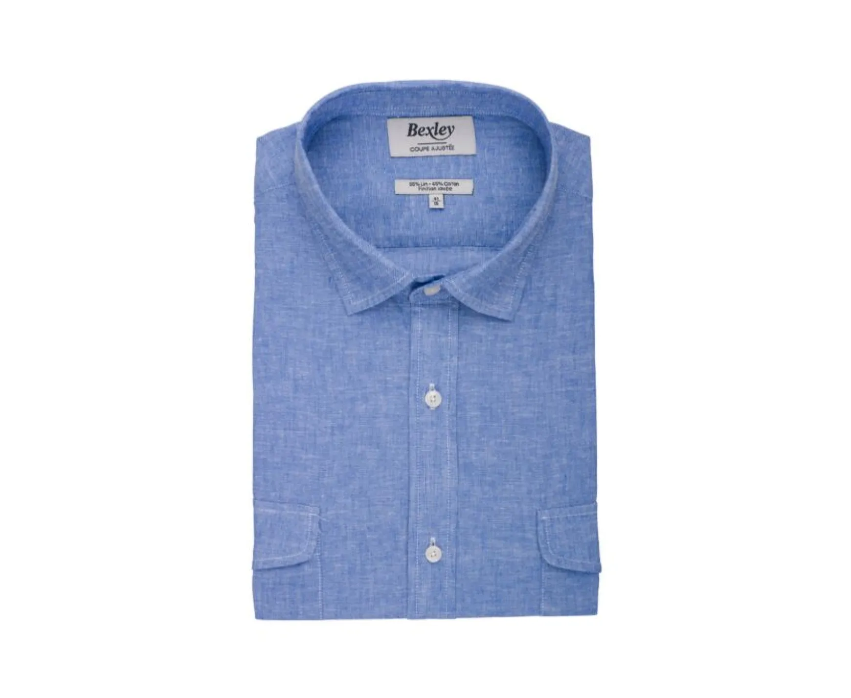 Bexley | Cotton Linen Shirt Sipherin Ocean Blue Chambray