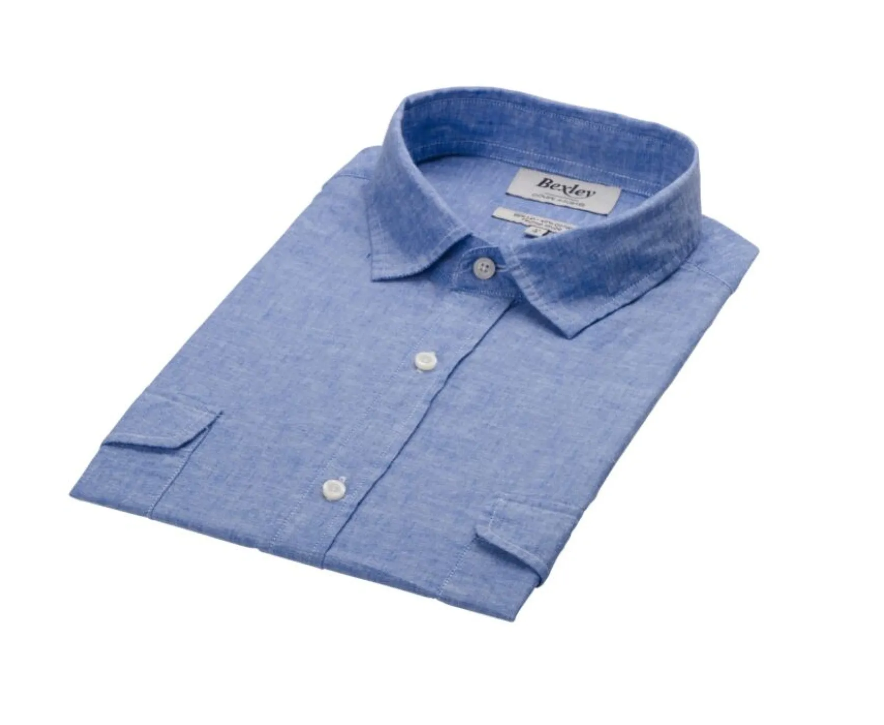 Bexley | Cotton Linen Shirt Sipherin Ocean Blue Chambray