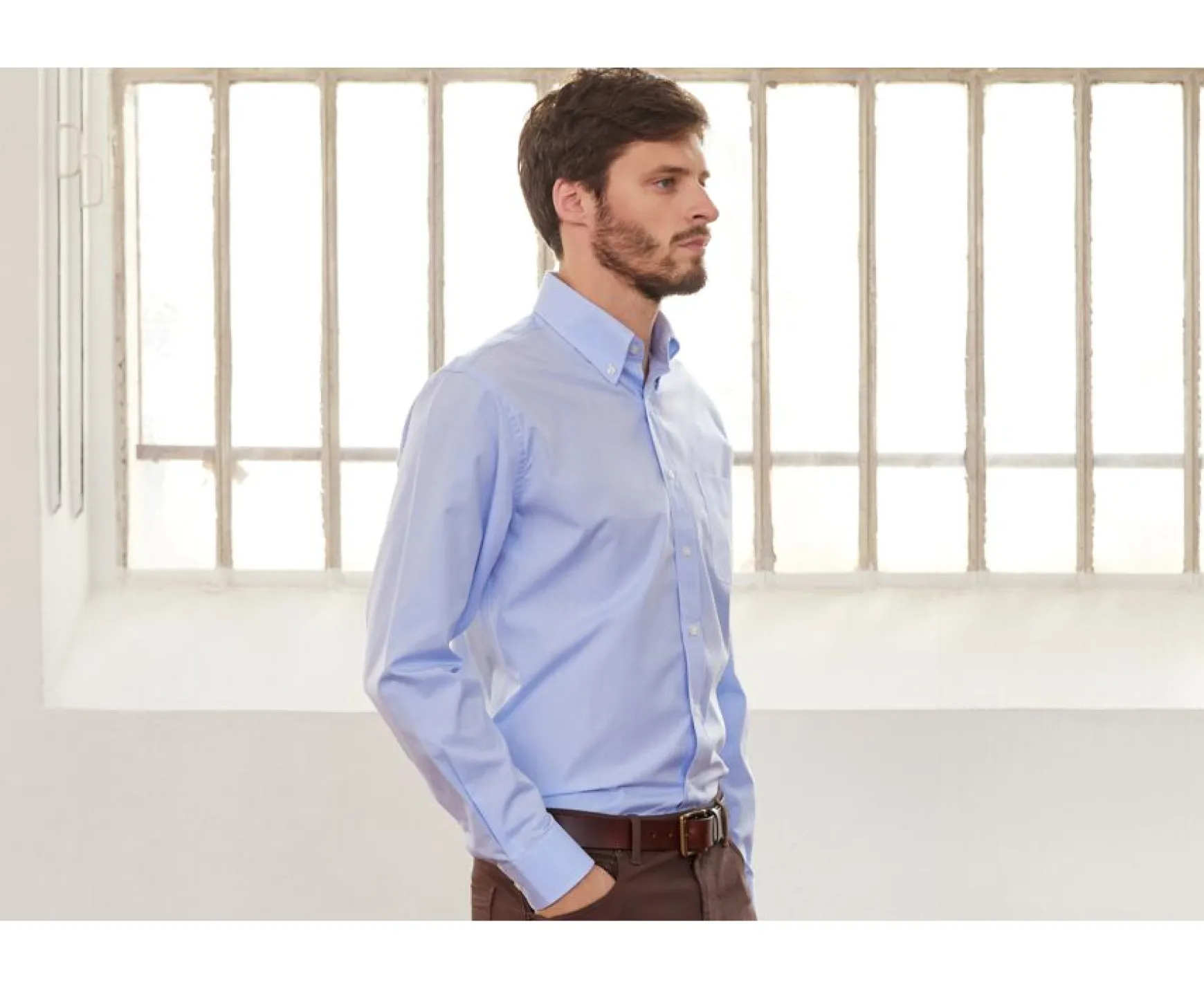 Bexley | Cotton Shirt - American Collar Tommy Blue Sky