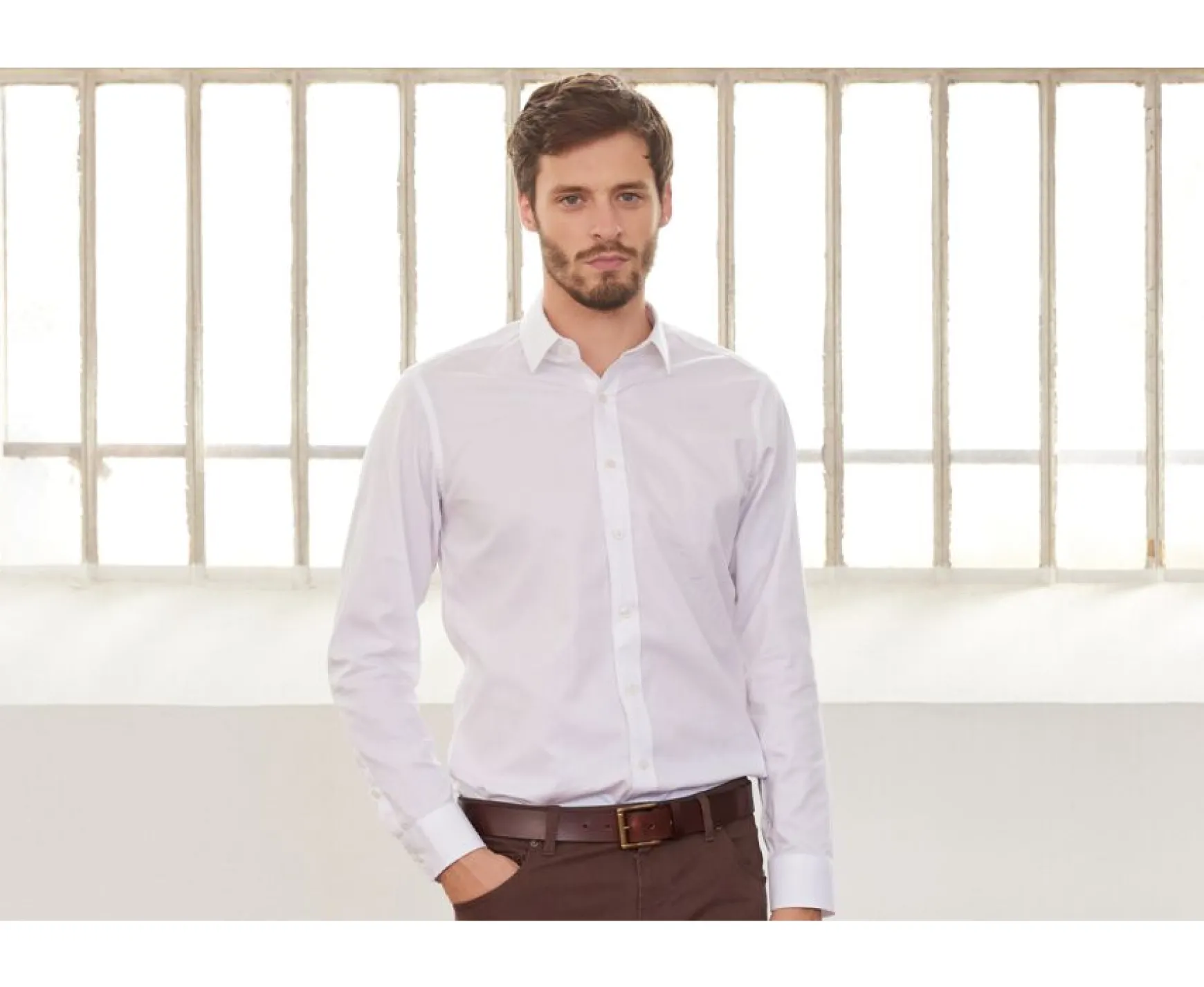Bexley | Cotton Shirt - Straight Collar Norbertin White