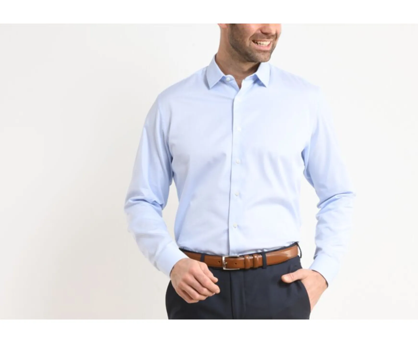 Bexley | Cotton Shirt - Straight Collar Paterne Classic Pale Blue