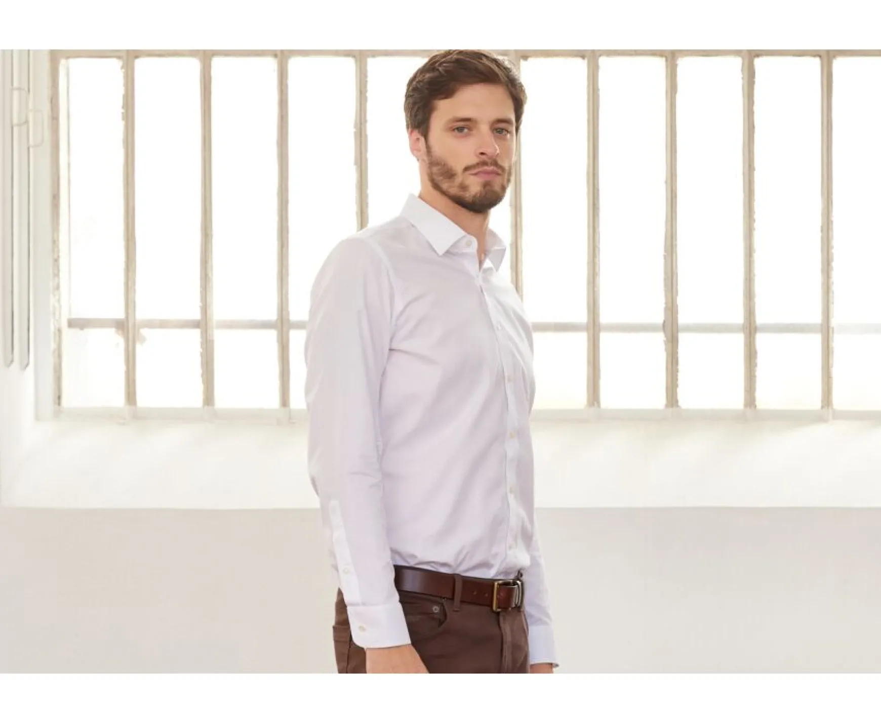 Bexley | Cotton Shirt - Straight Collar Norbertin White