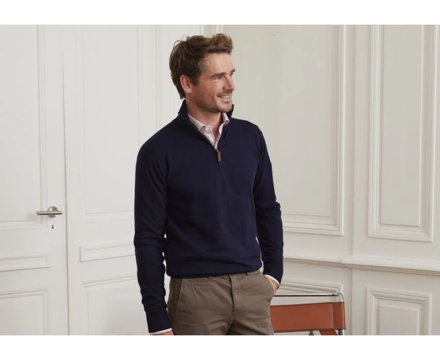 Bexley | Cotton/Cashmere Half-Zip Thin Pullover Vlad Navy