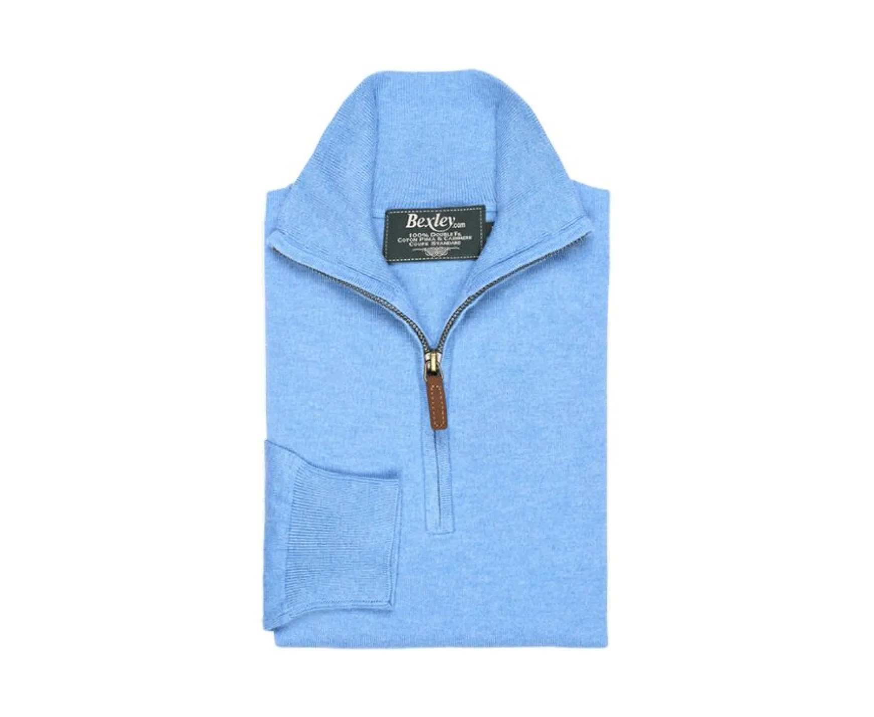 Bexley | Cotton/Cashmere Half-Zip Thin Jumper Vlad Blue Melange