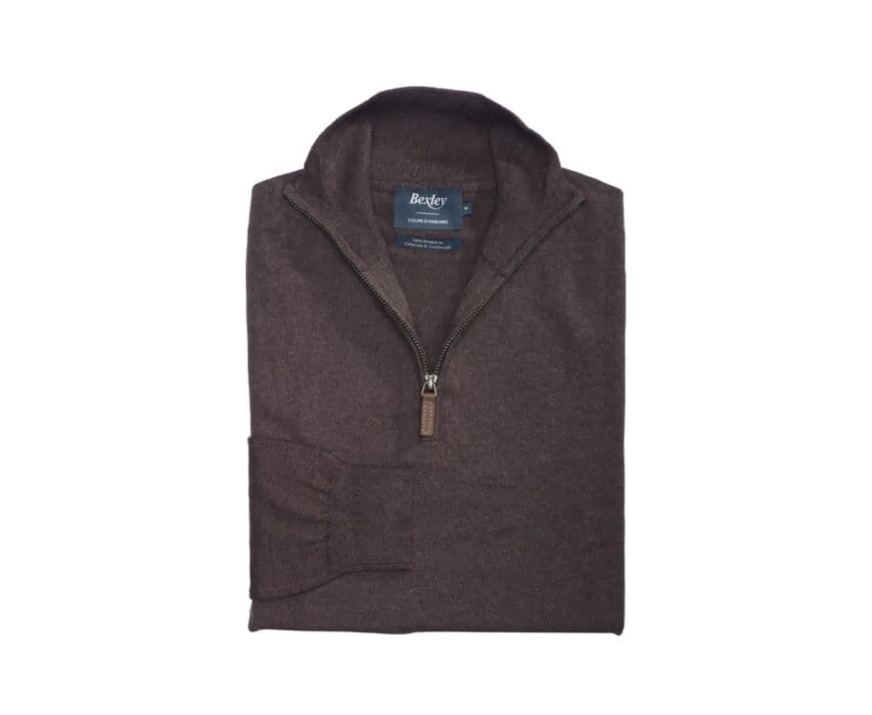 Bexley | Cotton/Cashmere Half-Zip Thin Pullover Vlad Dark Chocolate