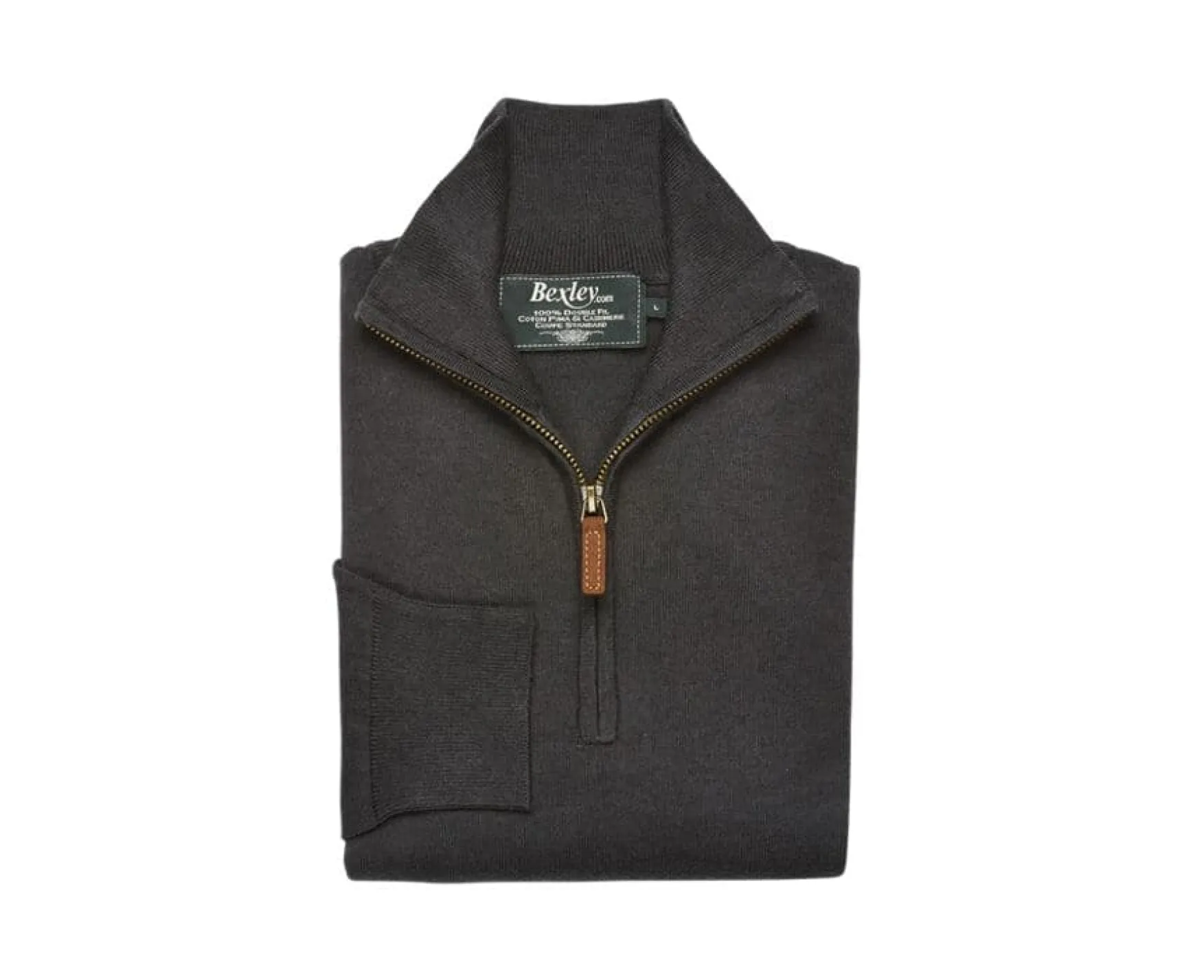 Bexley | Cotton/Cashmere Half-Zip Thin Jumper Vlad Black Grey