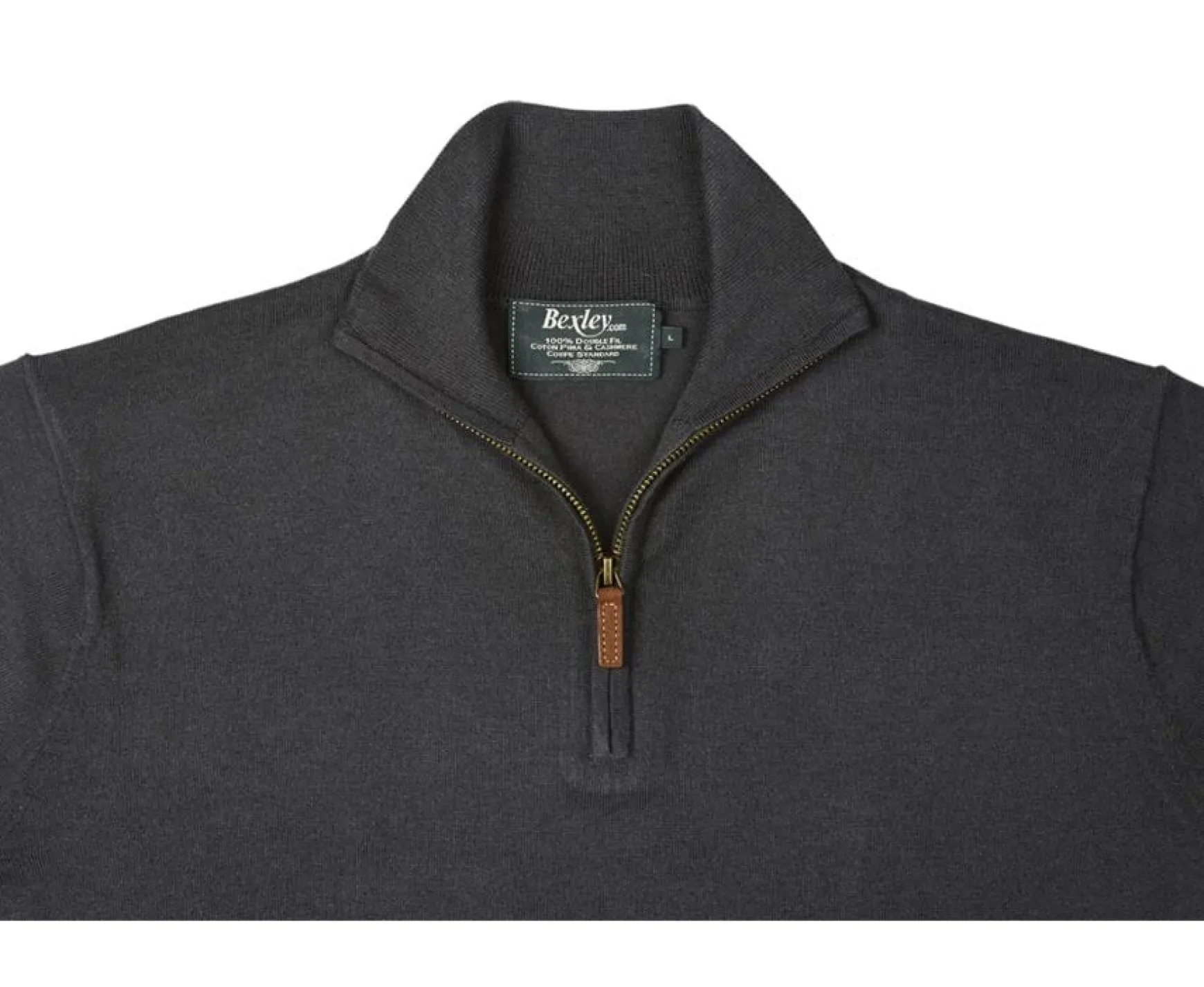 Bexley | Cotton/Cashmere Half-Zip Thin Jumper Vlad Black Grey