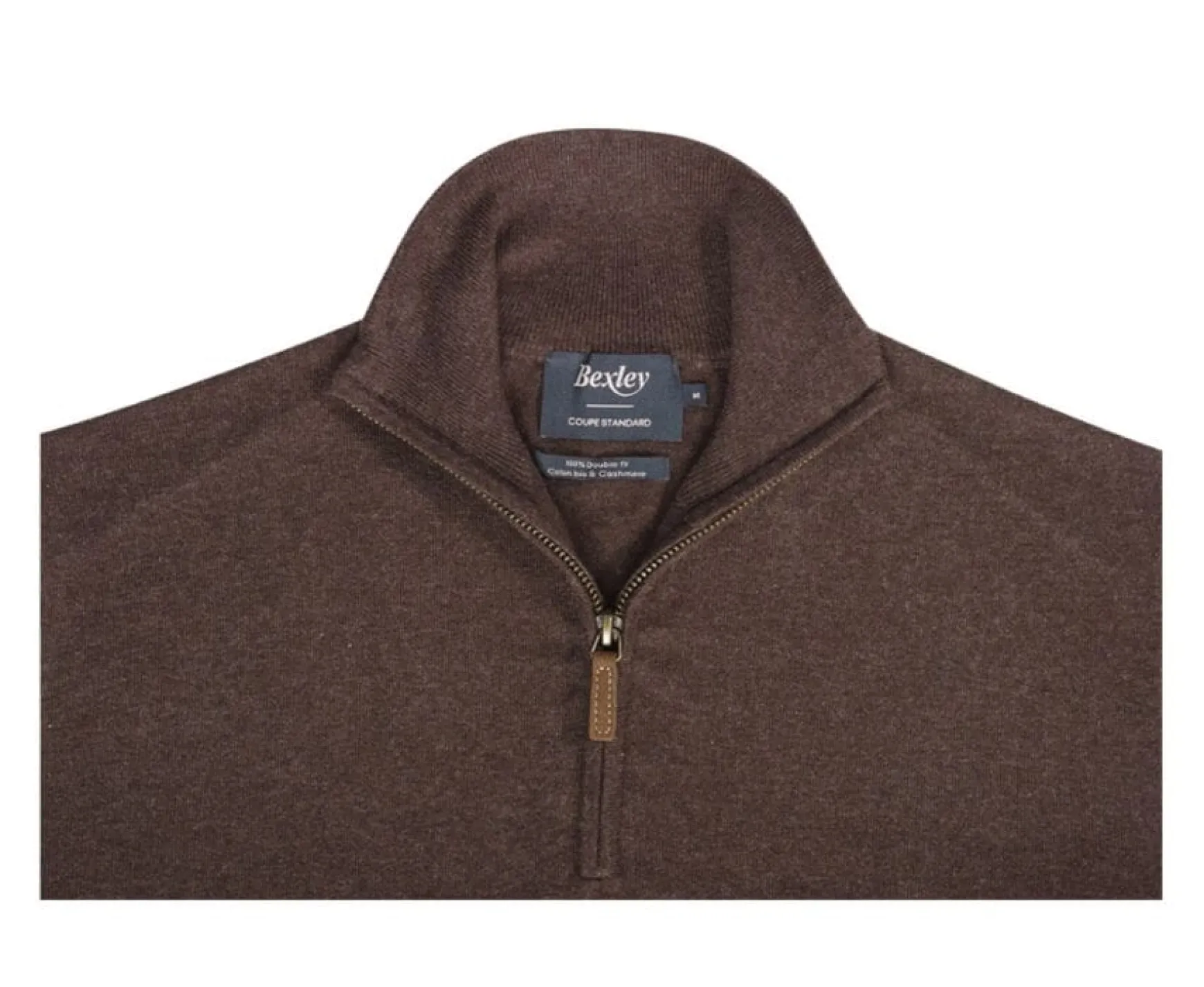 Bexley | Cotton/Cashmere Half-Zip Thin Pullover Vlad Dark Chocolate