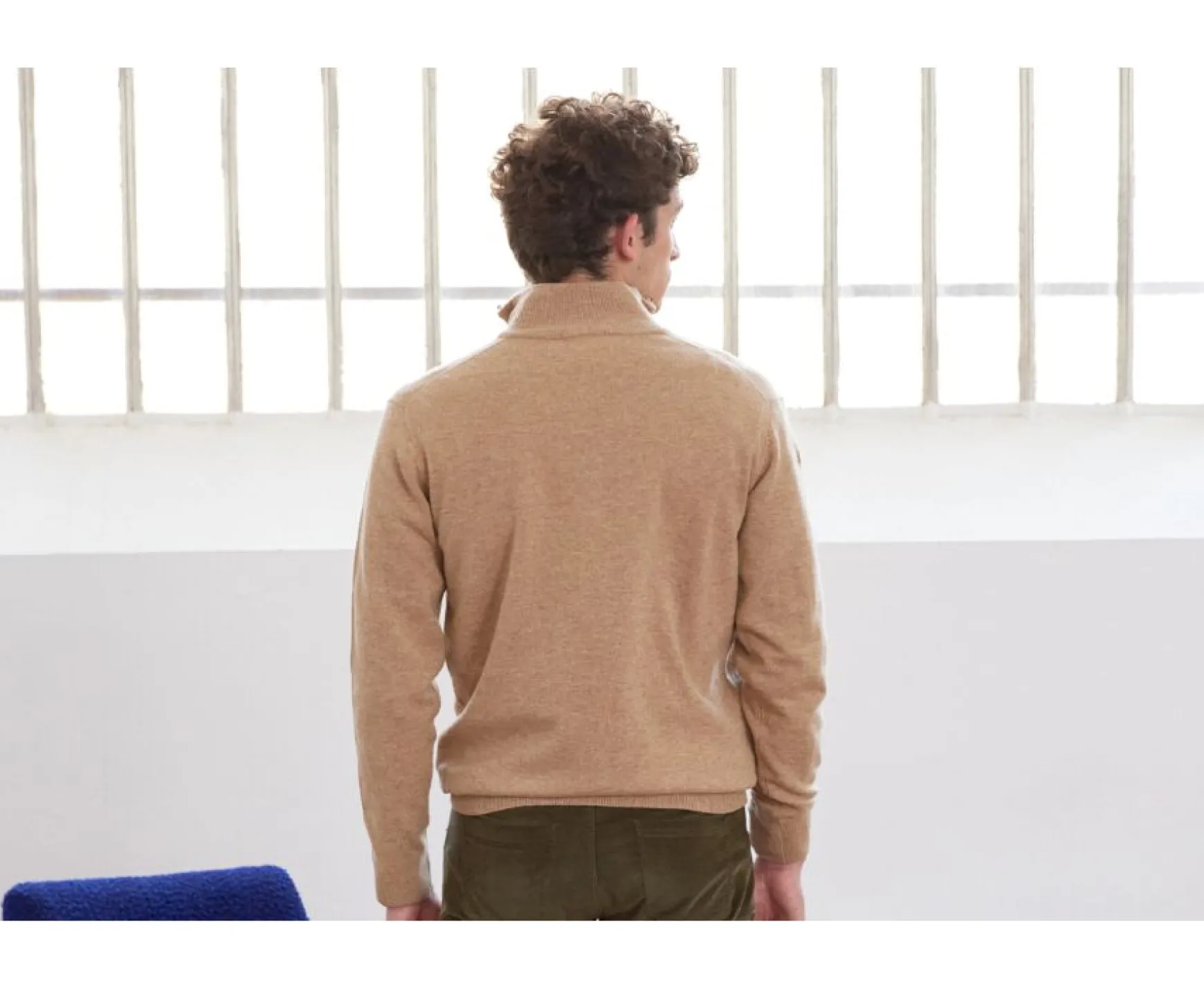 Bexley | Dark Beige Melange Half-Zip Wool Jumper - Keithy | Beige Fonce Chine