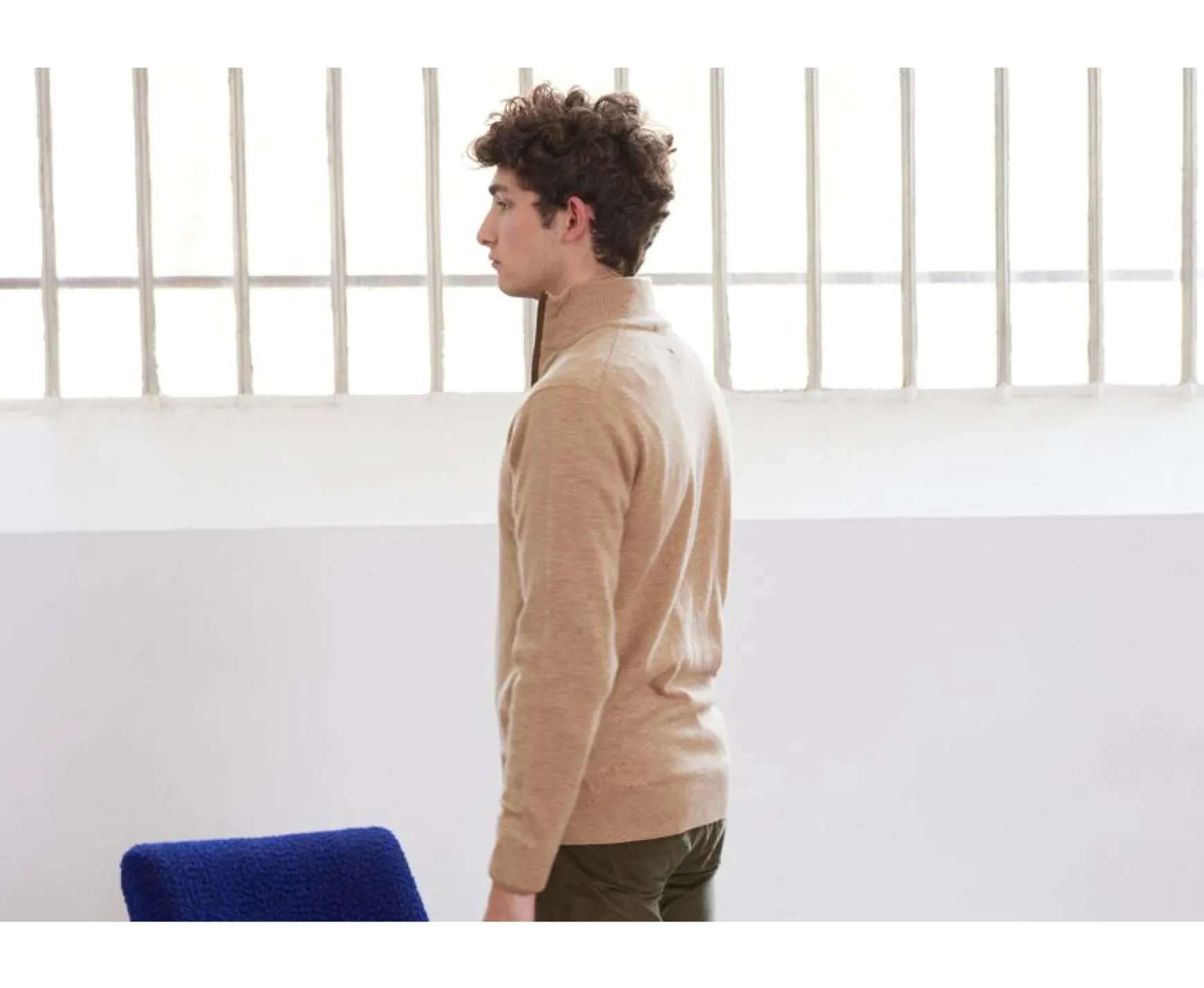 Bexley | Dark Beige Melange Half-Zip Wool Jumper - Keithy | Beige Fonce Chine