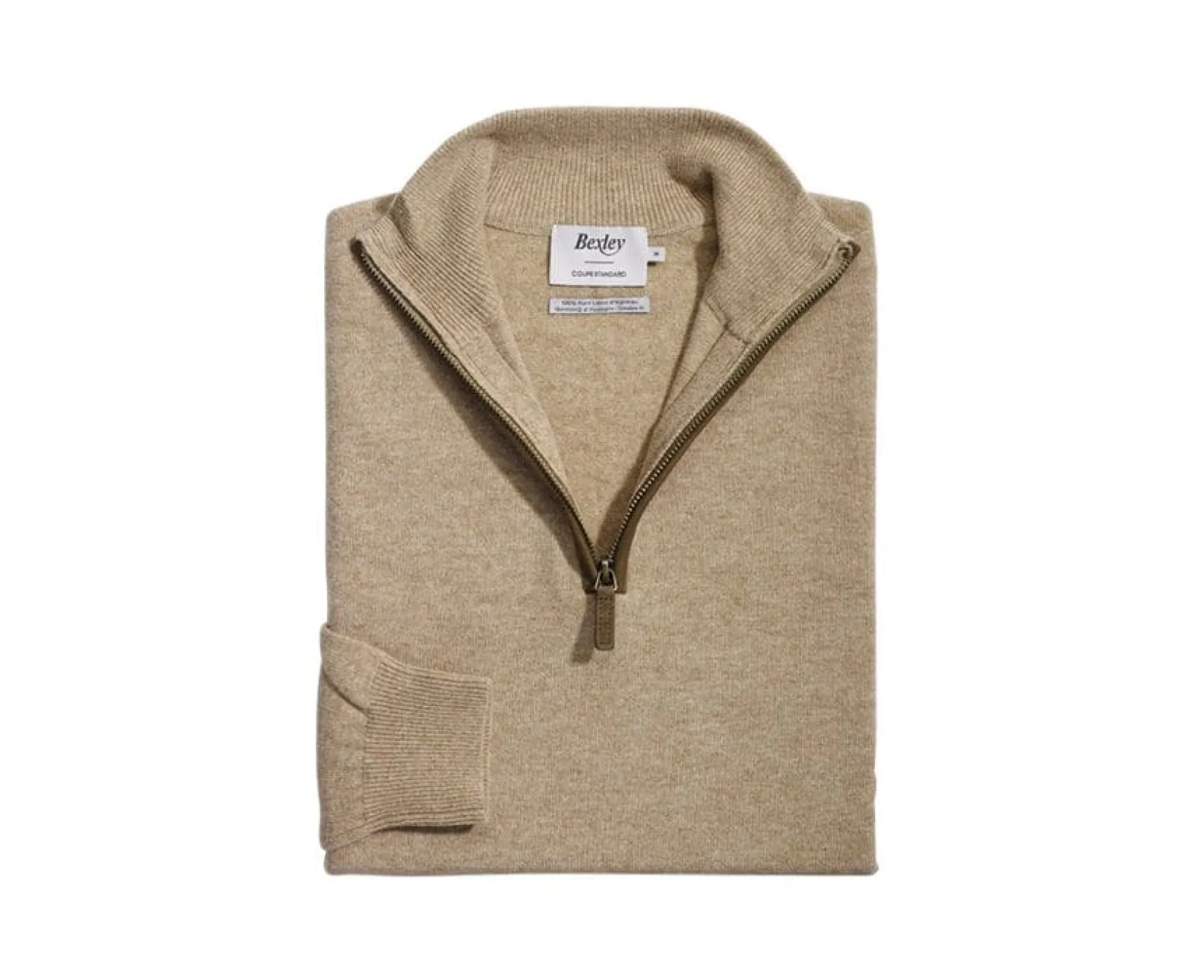 Bexley | Dark Beige Melange Half-Zip Wool Jumper - Keithy | Beige Fonce Chine